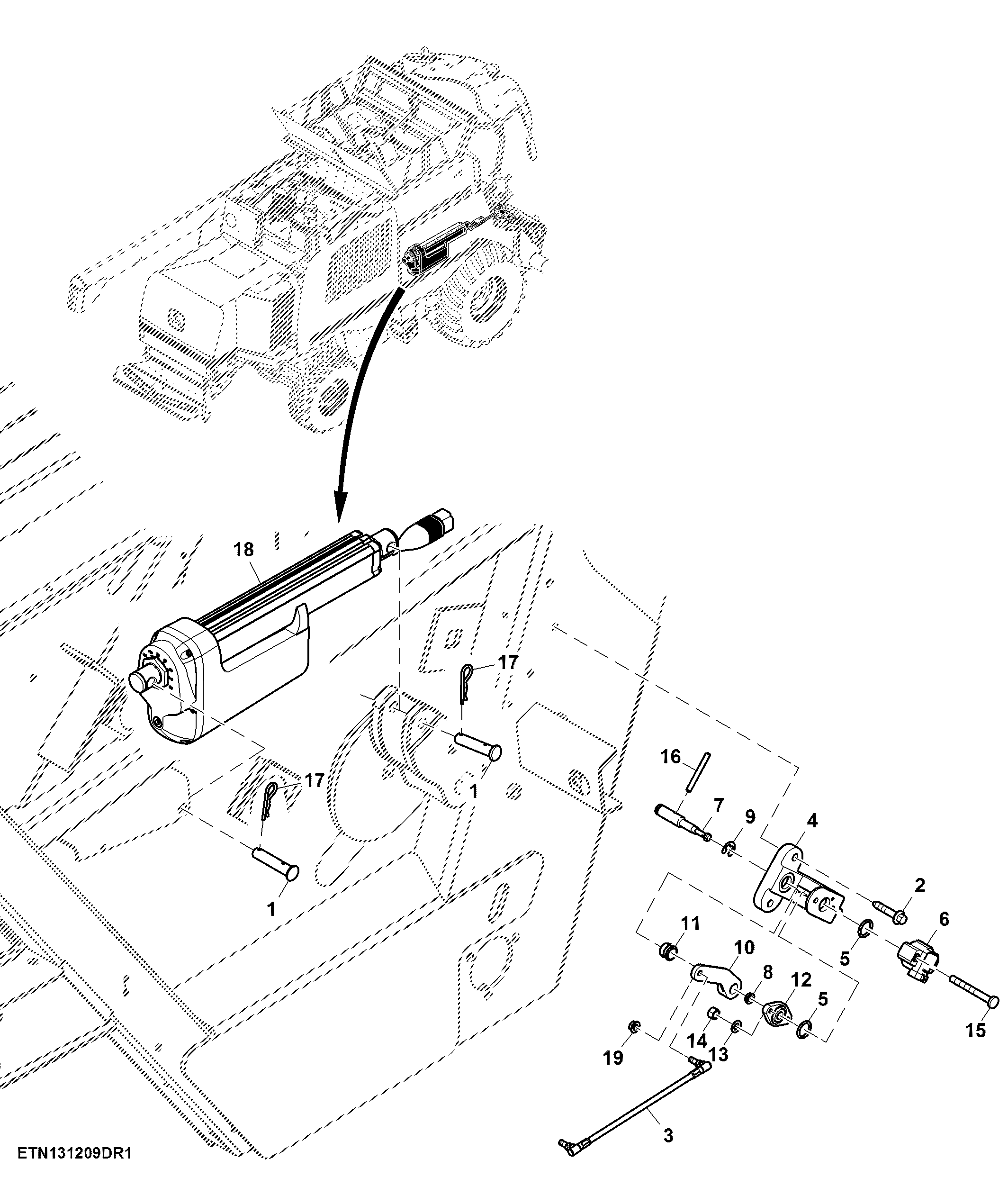 Actuator and Indicator, Threshing Clearance Adjustment