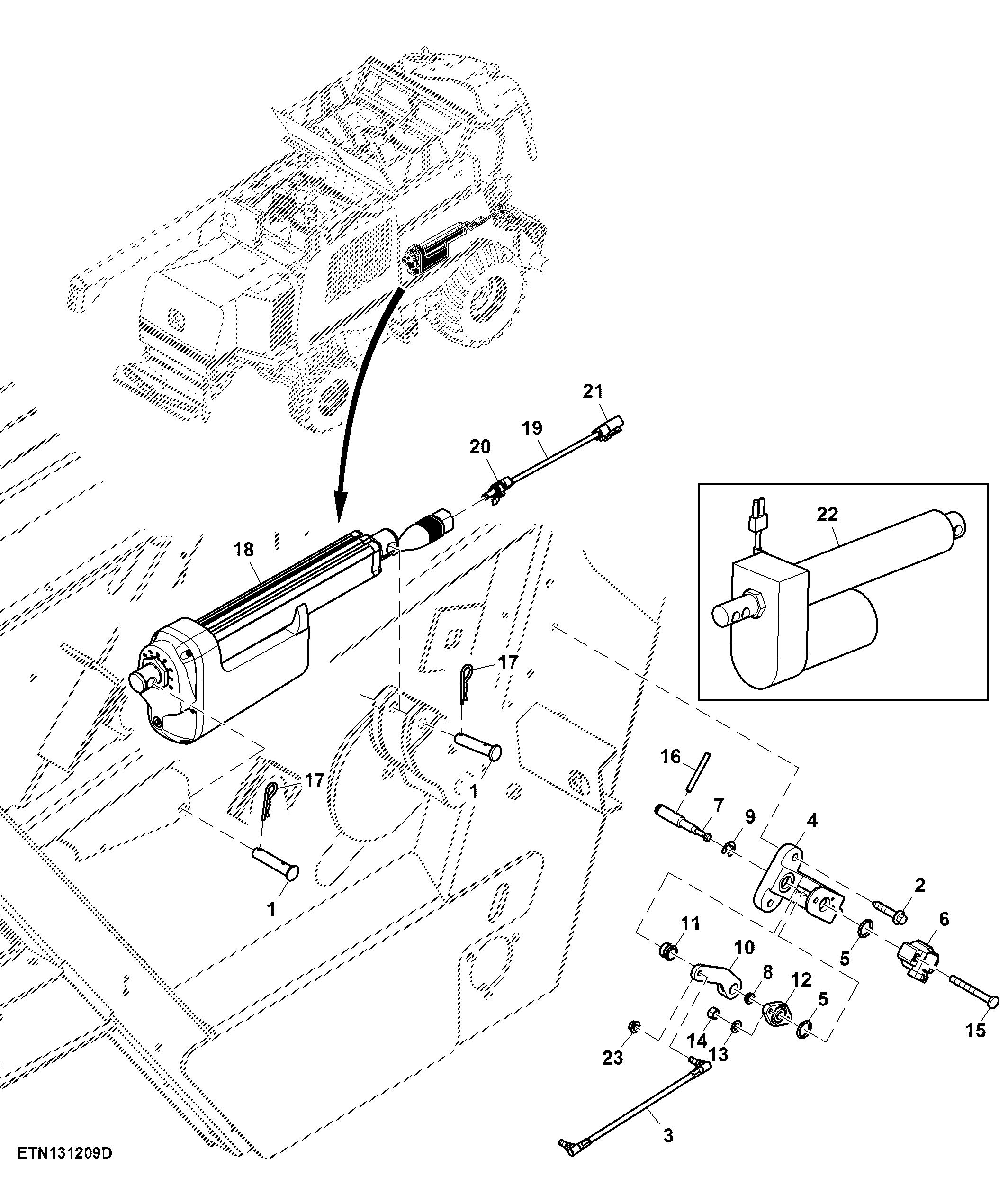 Actuator and Indicator, Threshing Clearance Adjustment