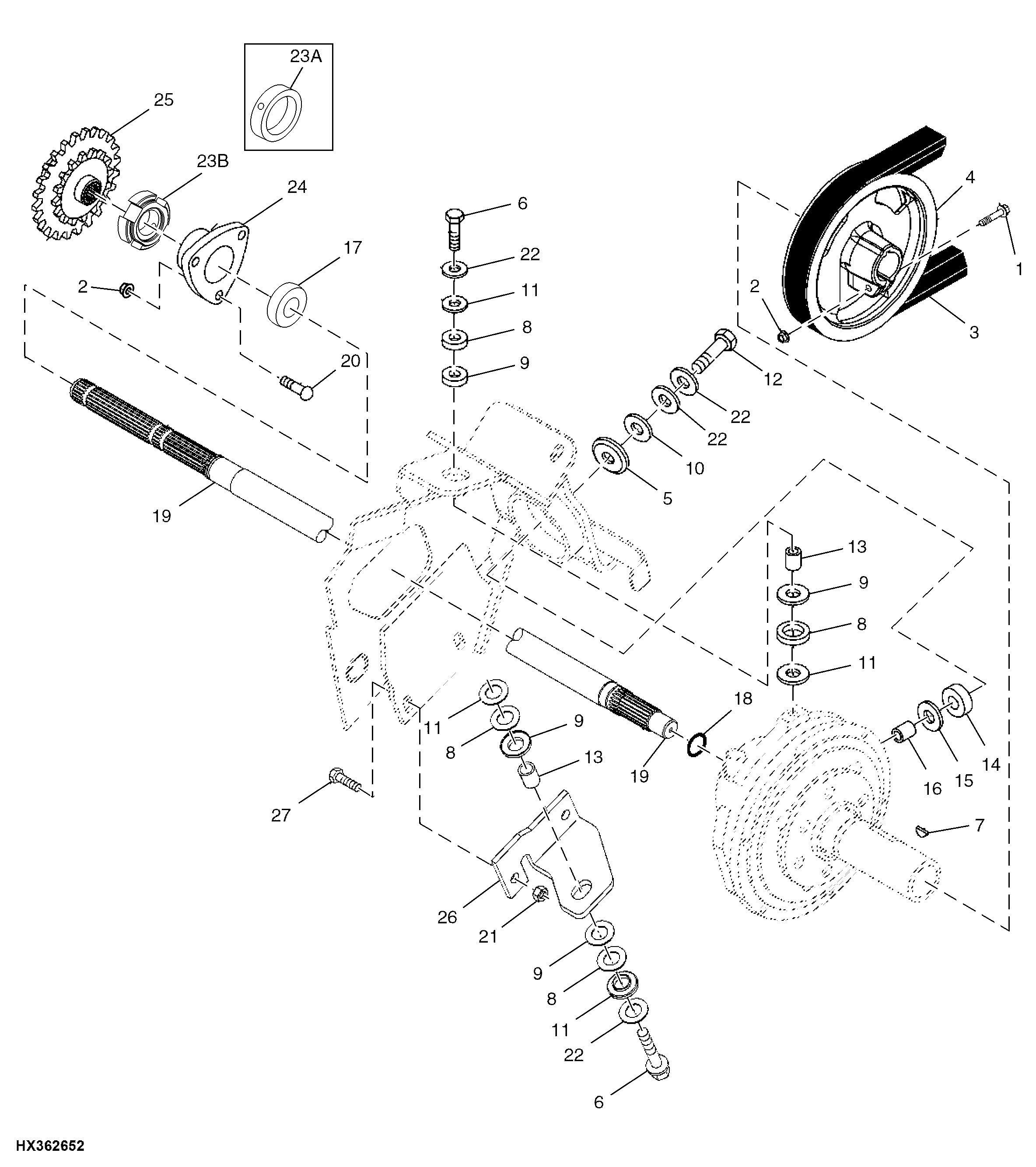 Front Drive Shaft, Sheave and Mountings, Fixed Speed