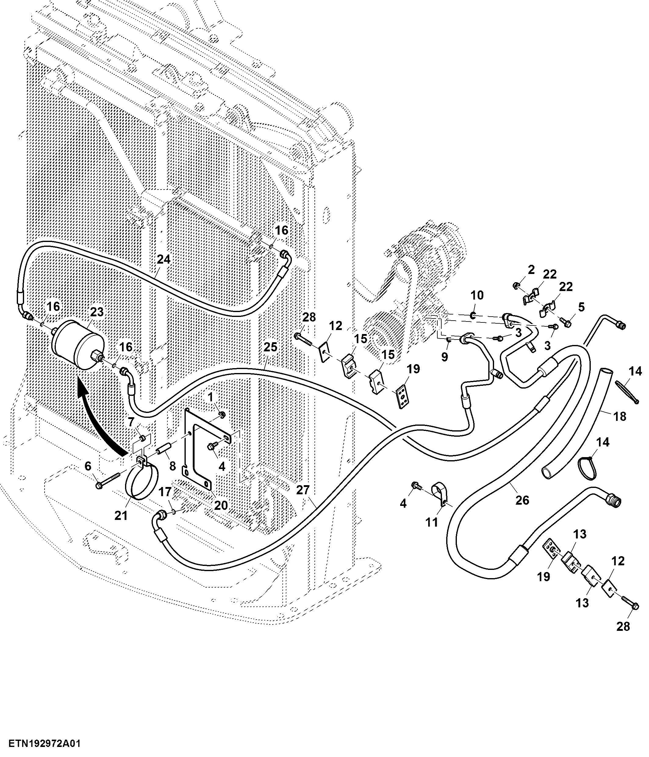 Air Conditioning Lines, Cab, 13.5 L Engine (807001 - )