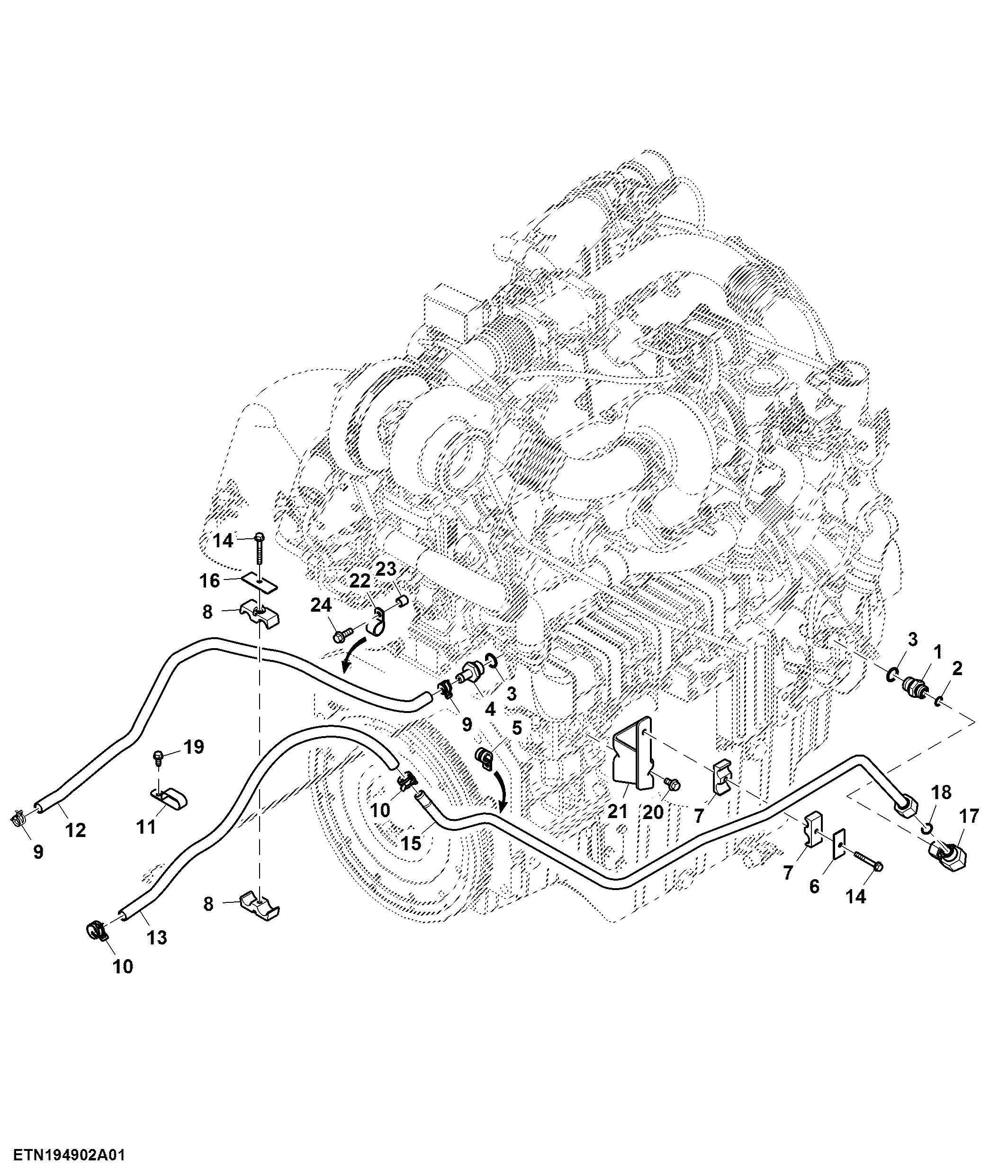 External Lines and Hoses, Cab Heater, 13.5 L, FT4 Engine (062001 - )