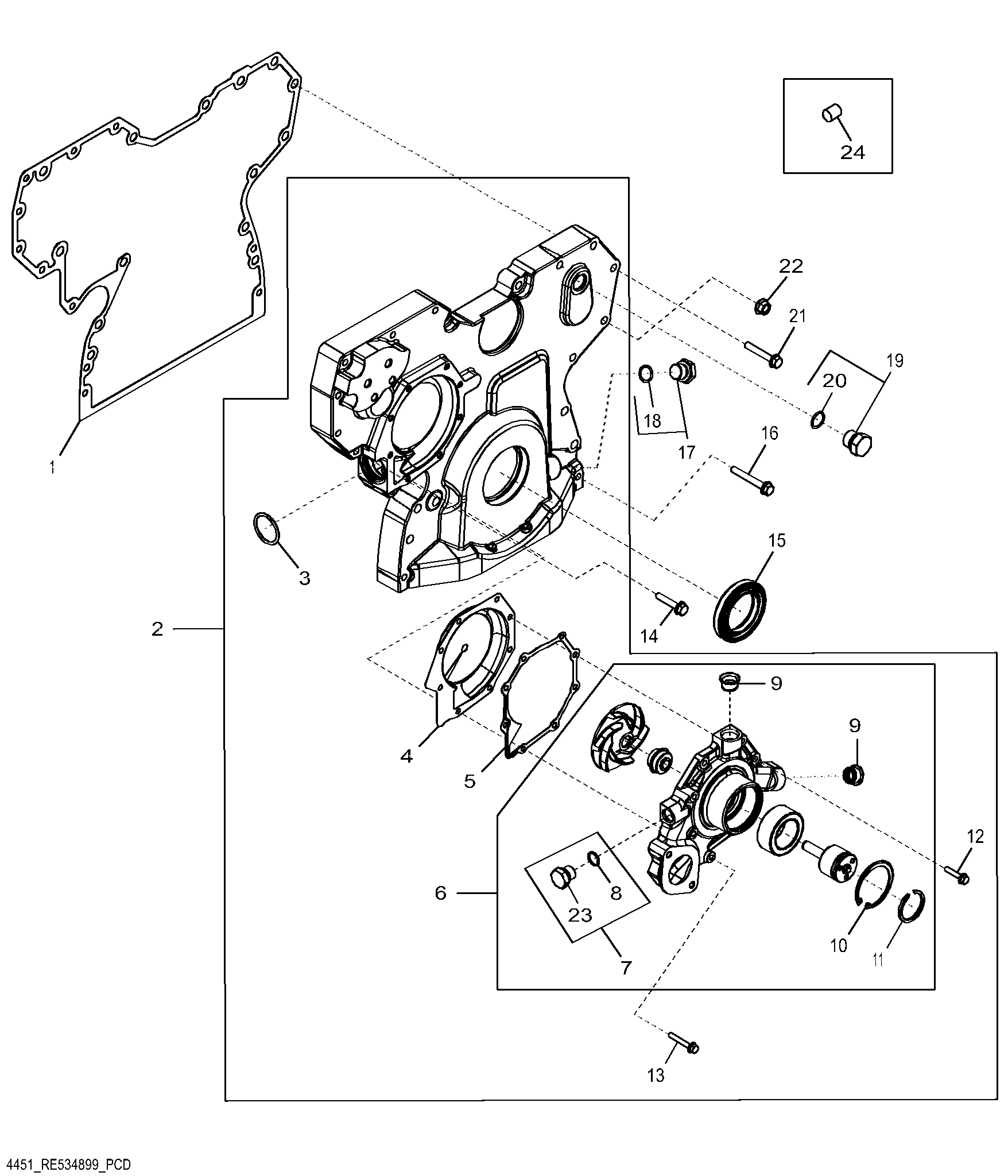 4451 Timing Gear Cover and Water Pump ( - 737335)