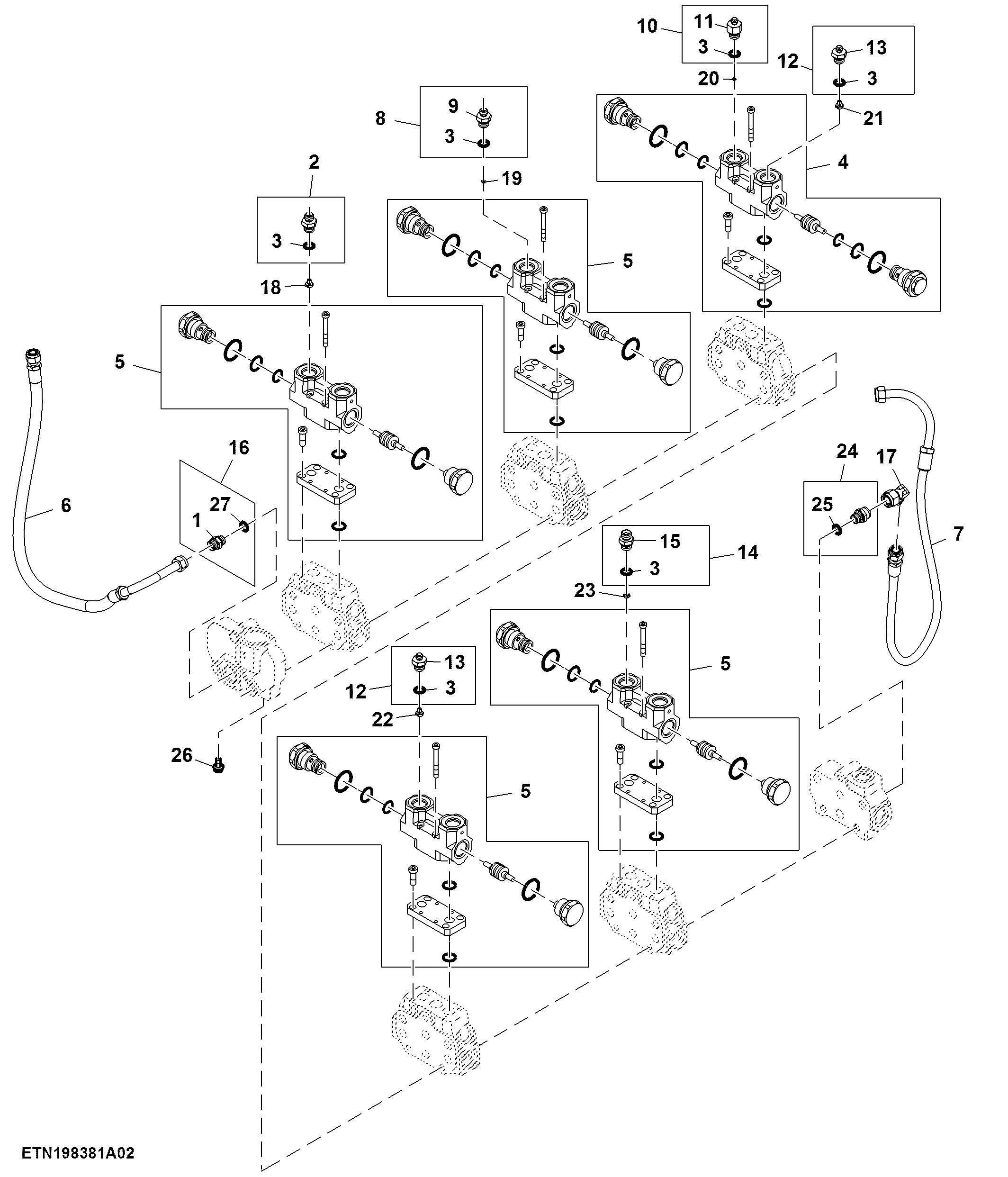 Hydraulic Lines and Control Valve, 2/2 (030166 - )