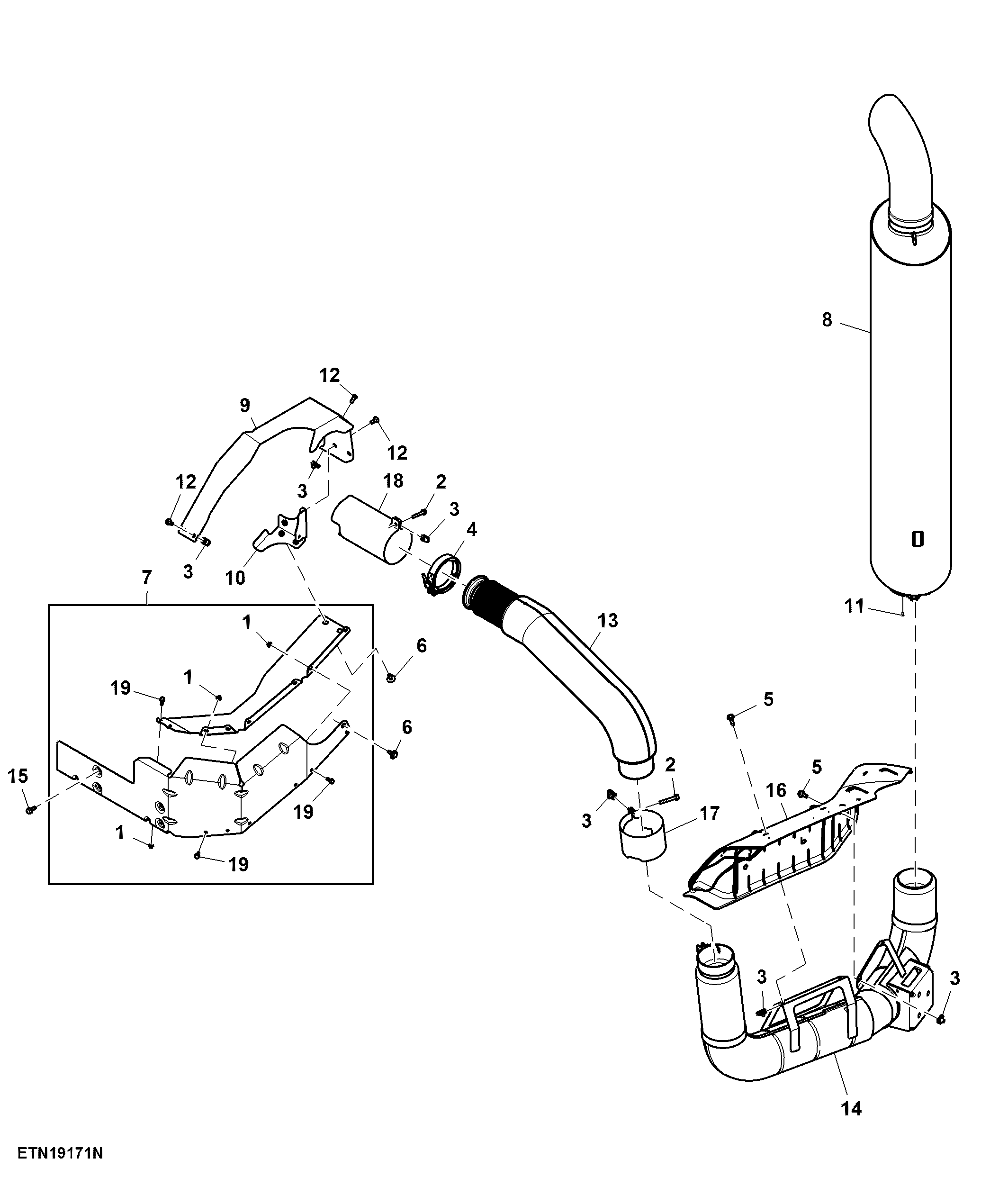 Exhaust Pipe, T2 Engine, Group 47 and 48 Tires (059001 - )