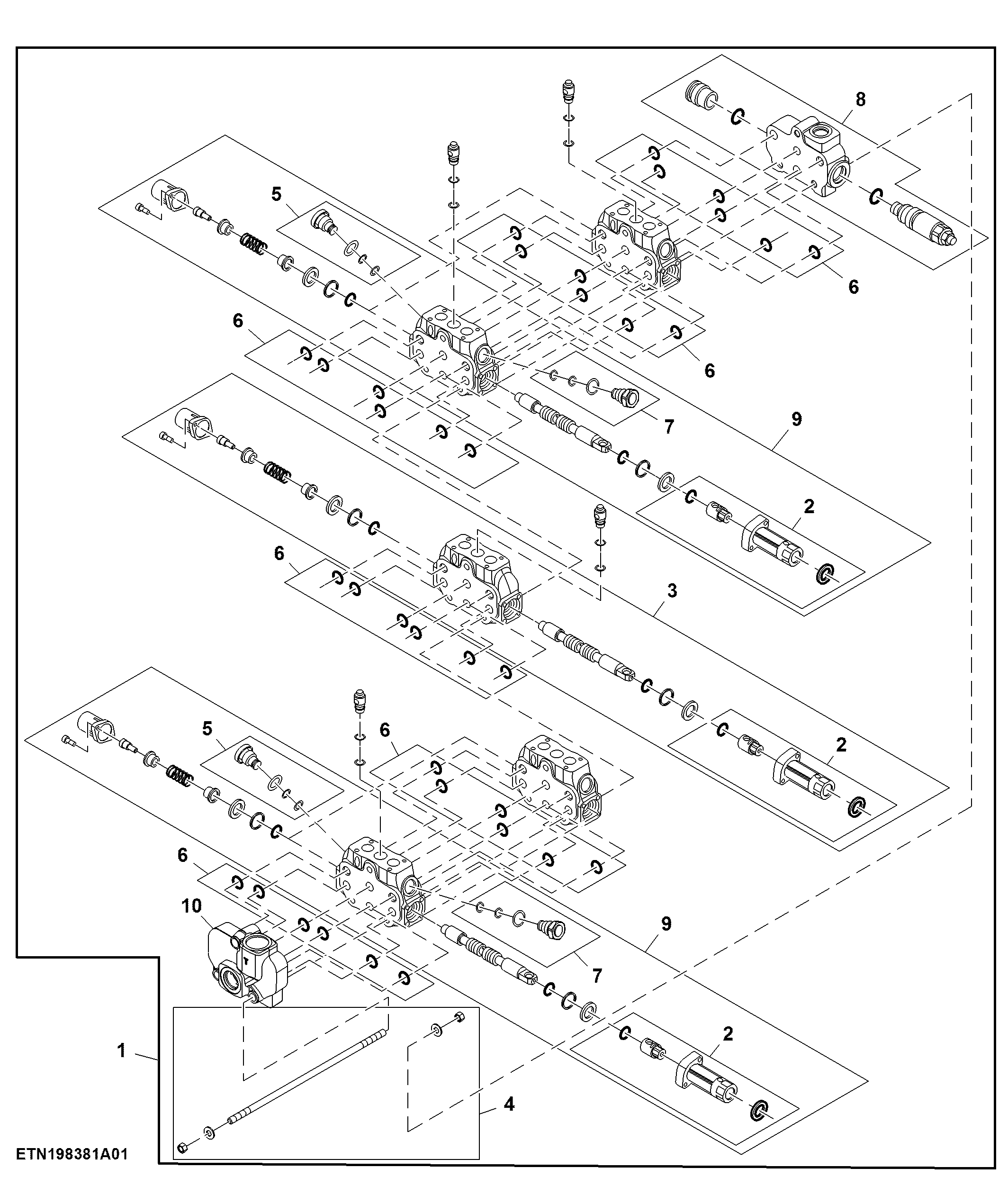 Hydraulic Lines and Control Valve, 1/2 (030166 - )