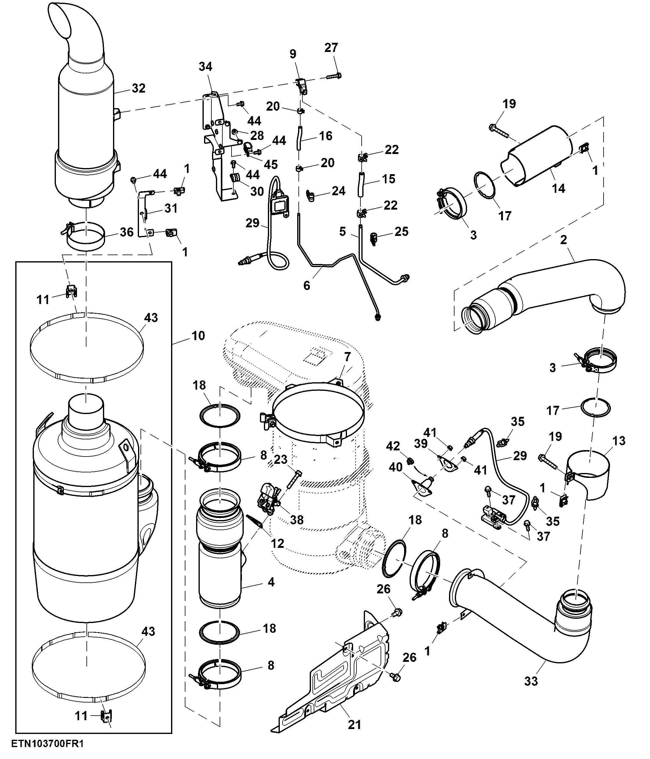 Exhaust Pipe, Exhaust System, FT4 Engine ( - 914100)