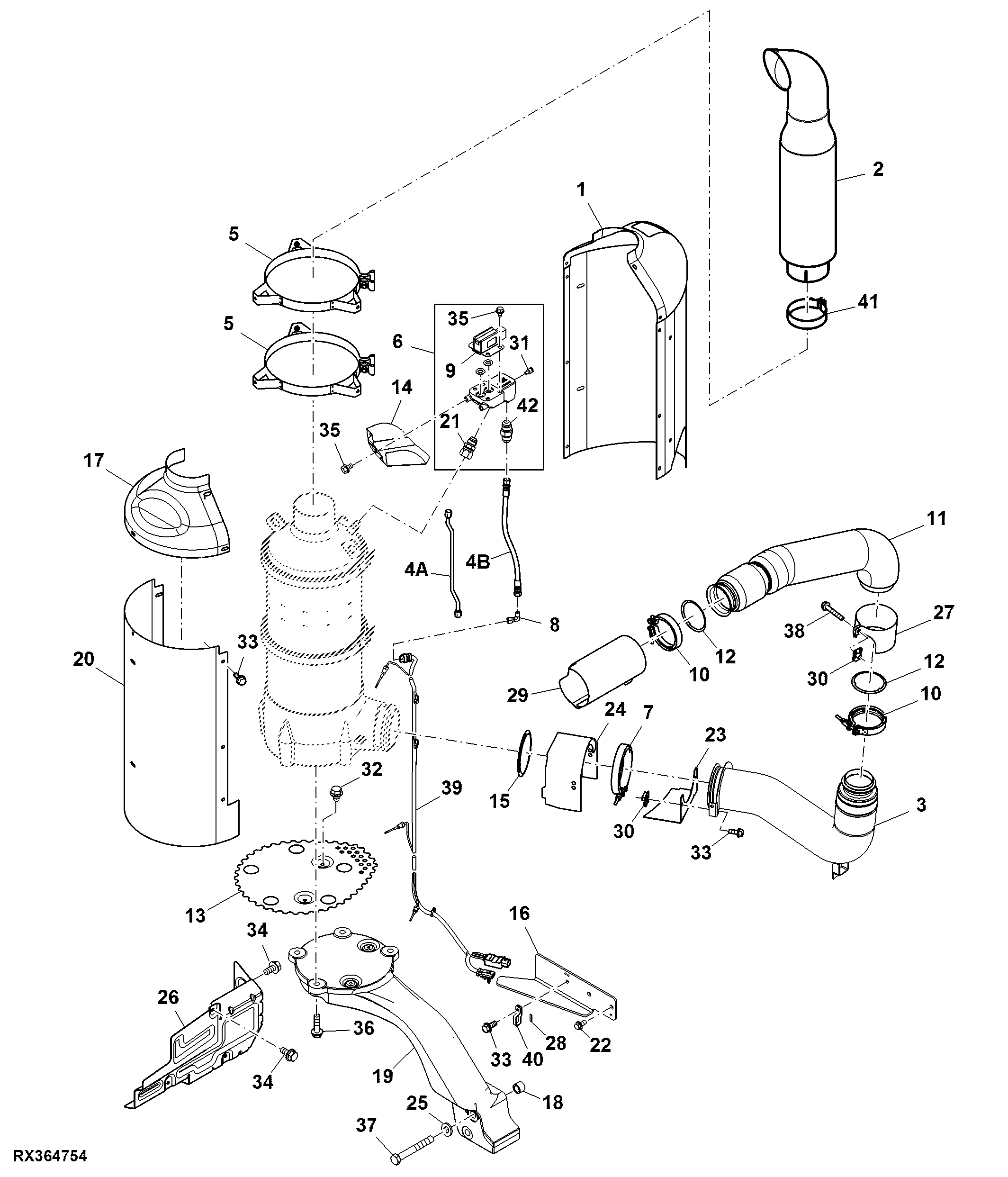 Exhaust Pipe, After Treatment Device Assembly, IT4 Engine