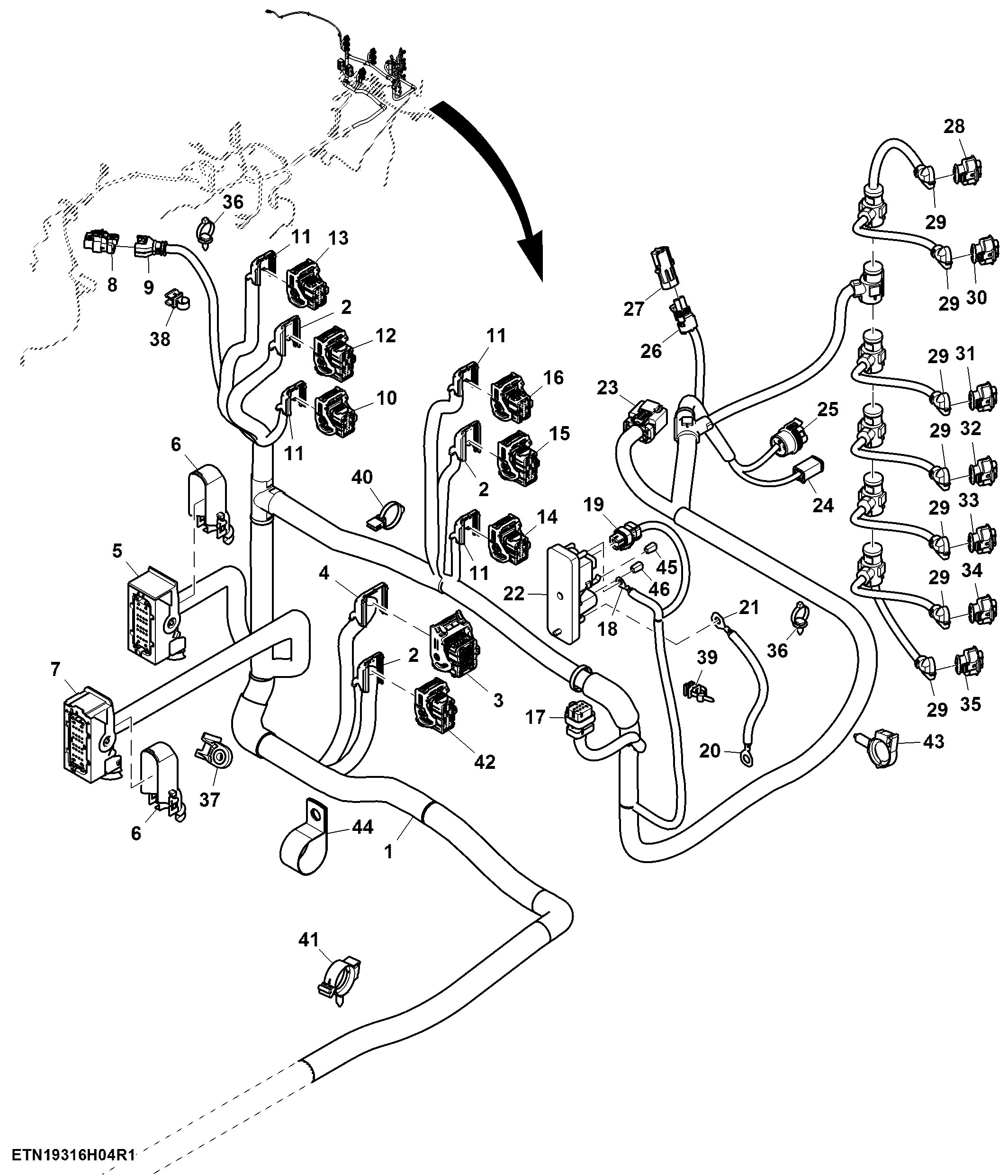 Wiring Harness, Chassis, T2 Engine (4/4) (914101 - )