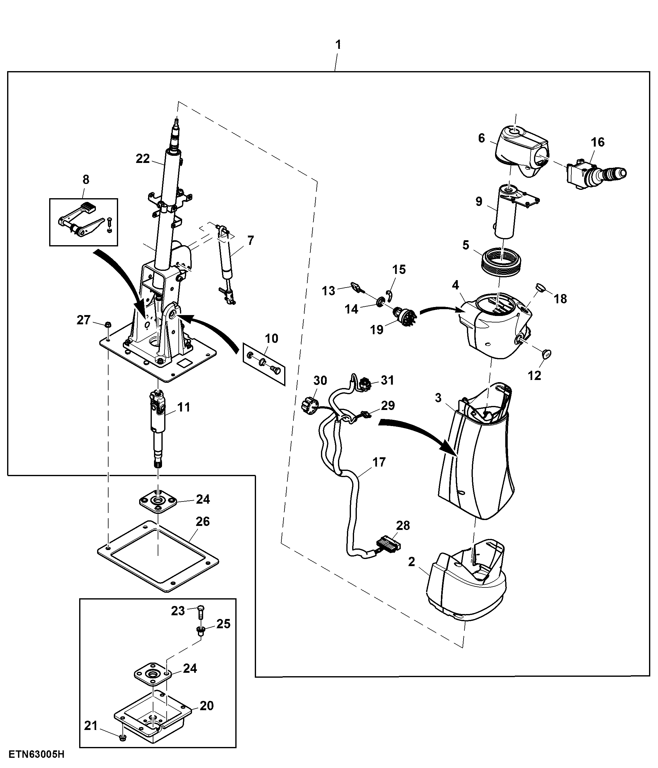 Steering Column Single Tilt Telescope, Low Spec Version