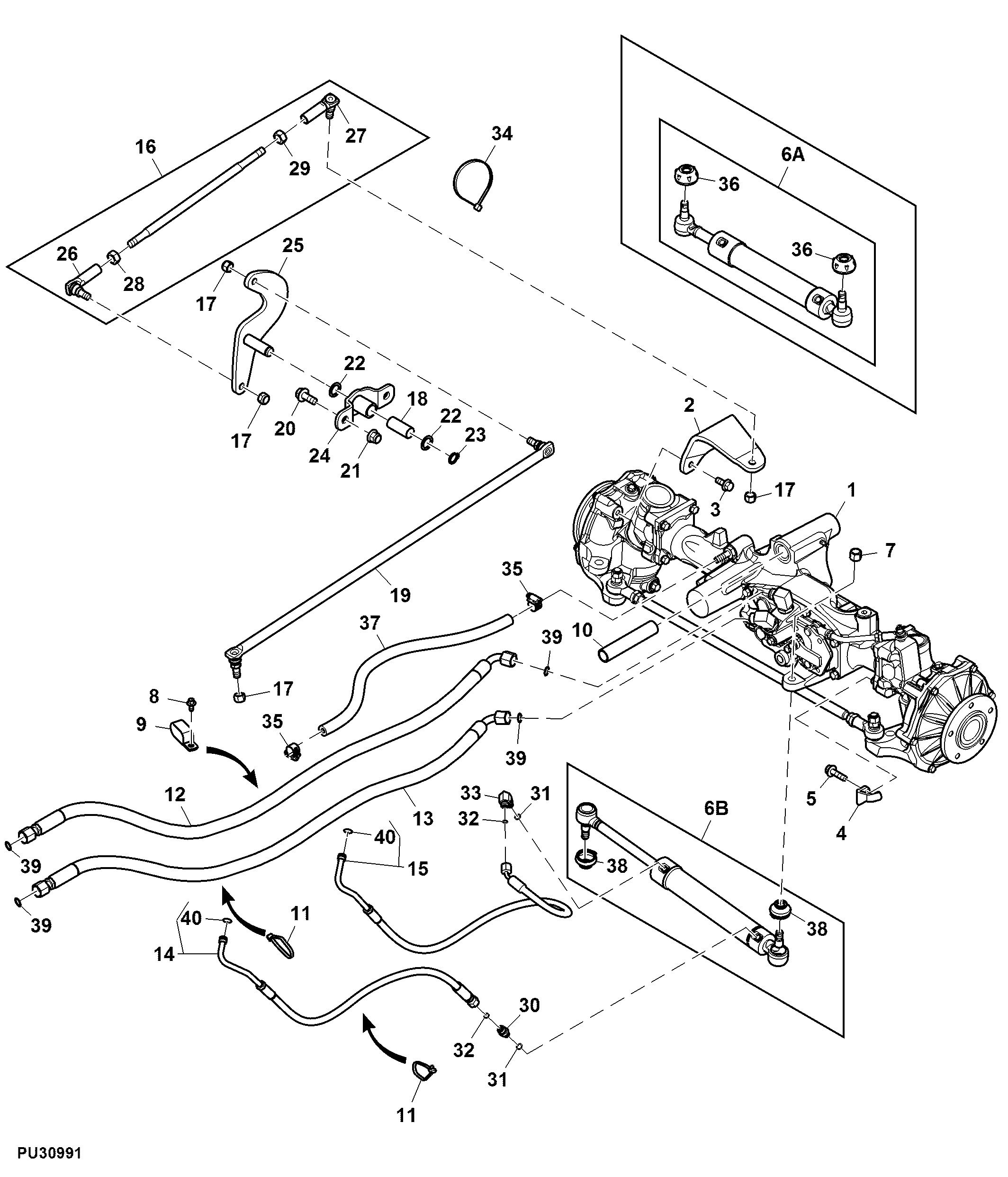 Front Axle Components and Hydraulic Cylinder