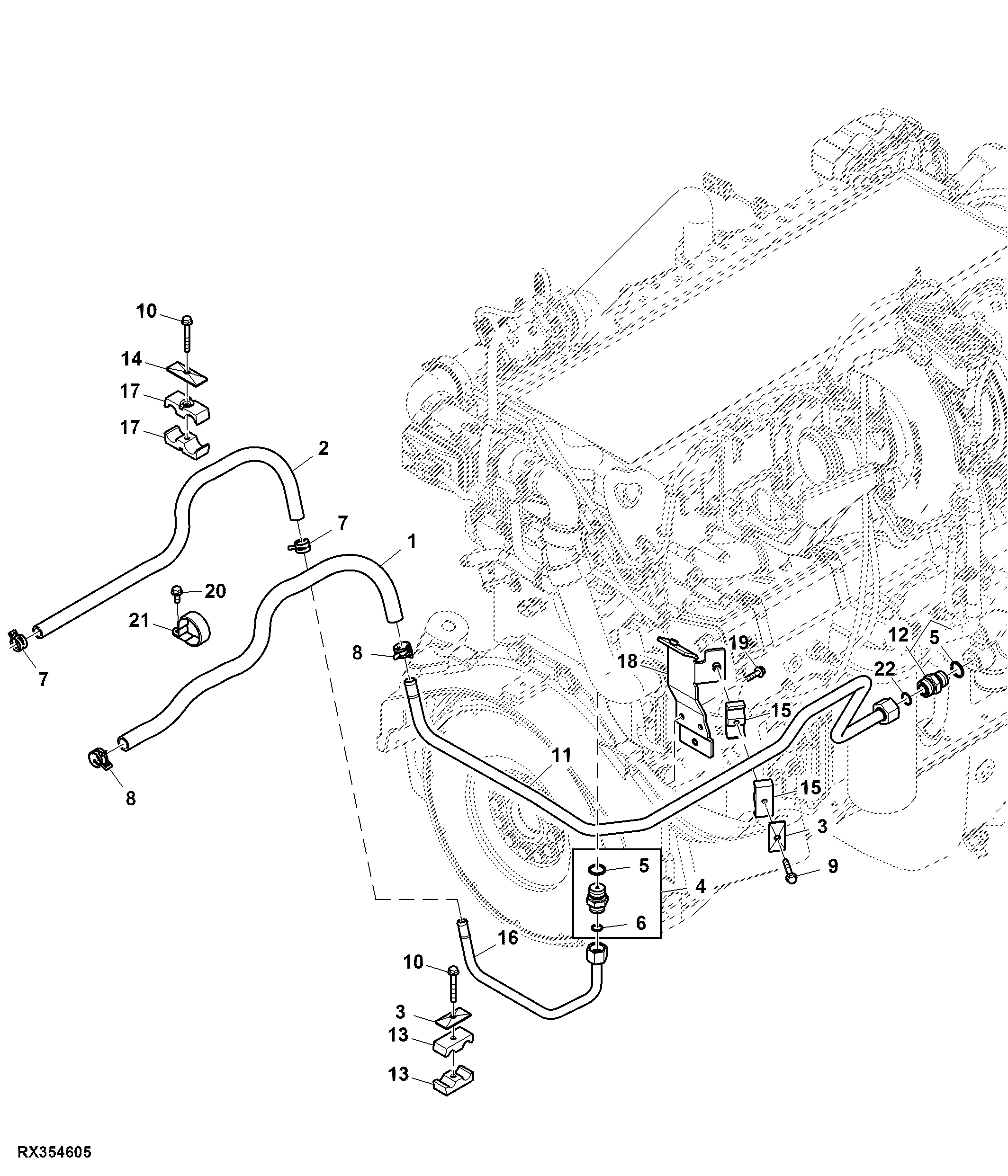 External Lines and Hoses, Cab Heater, 15.0 L Engine