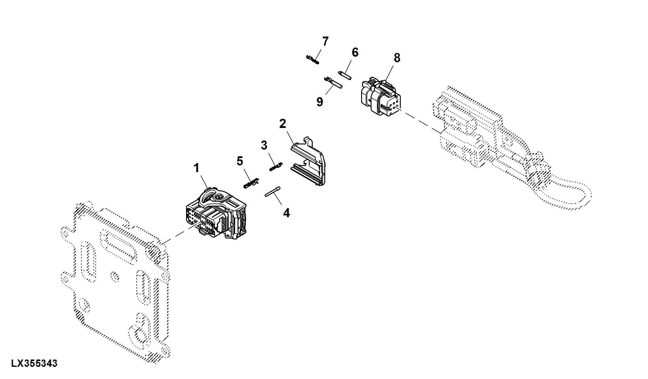 Connectors, Electronic Control Units, Front Chassis (M50) and Immobilizer