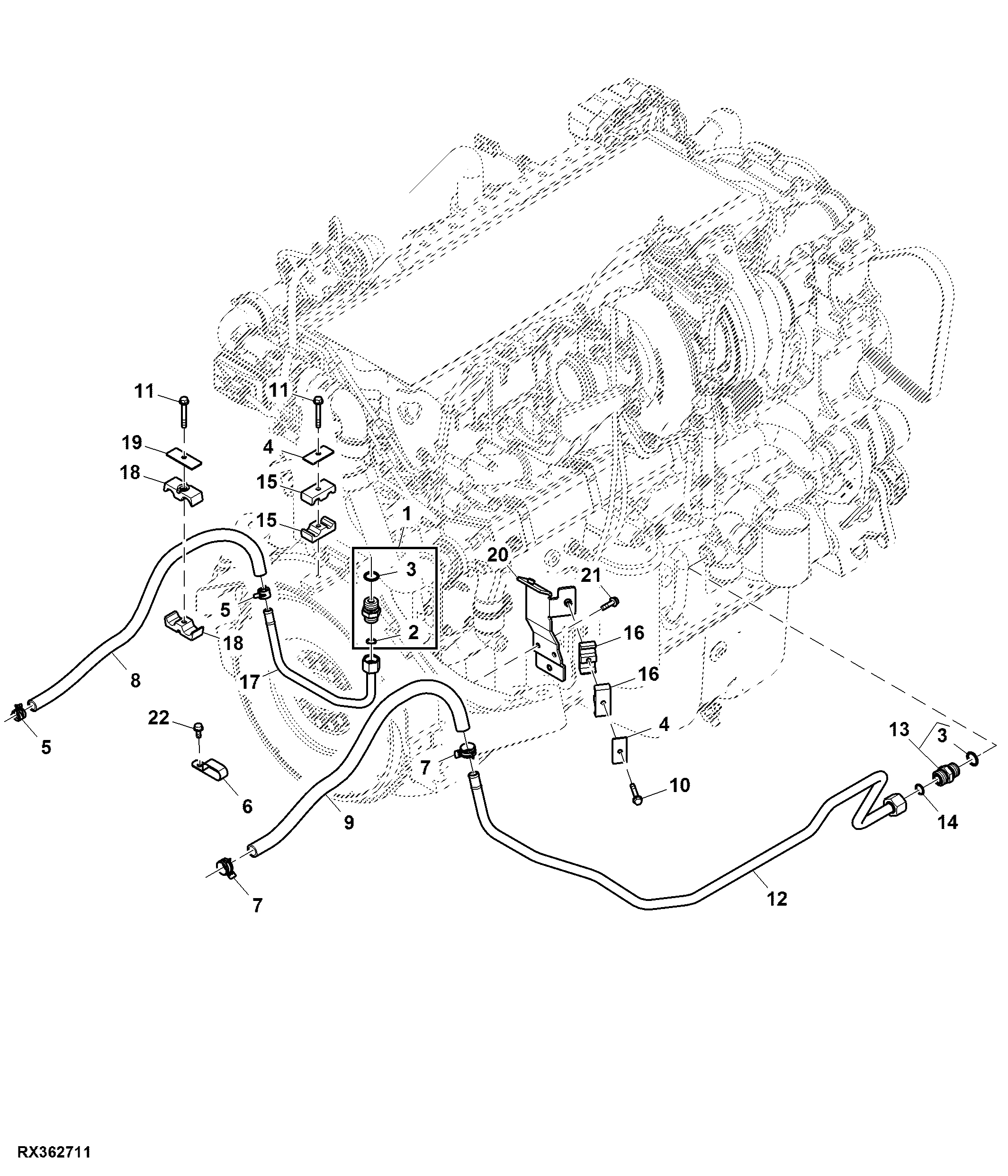 External Lines and Hoses, Cab Heater, 15.0 L, FT4 Engine
