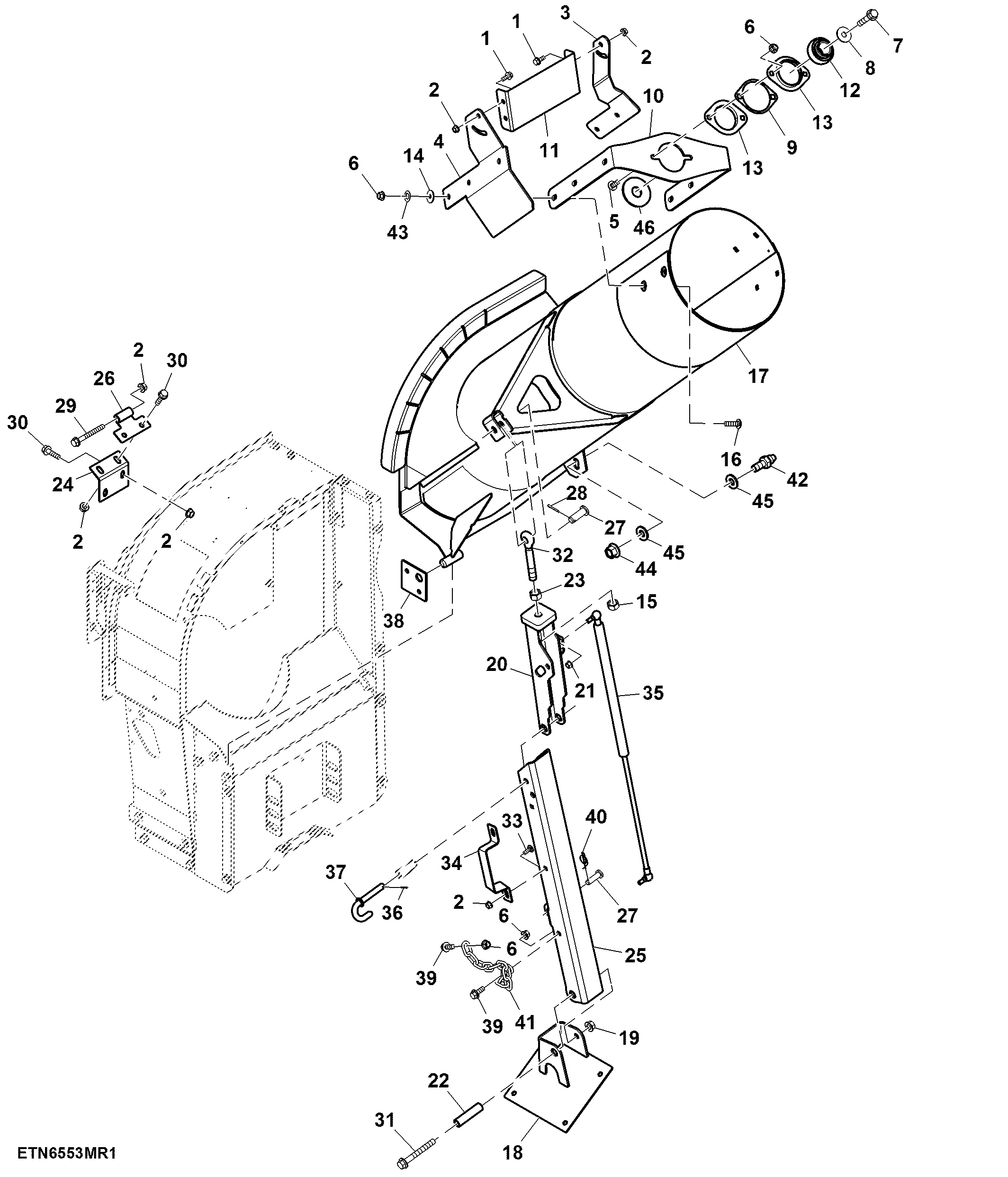 Loading Auger Housing, 400 Bushels, Power Fold