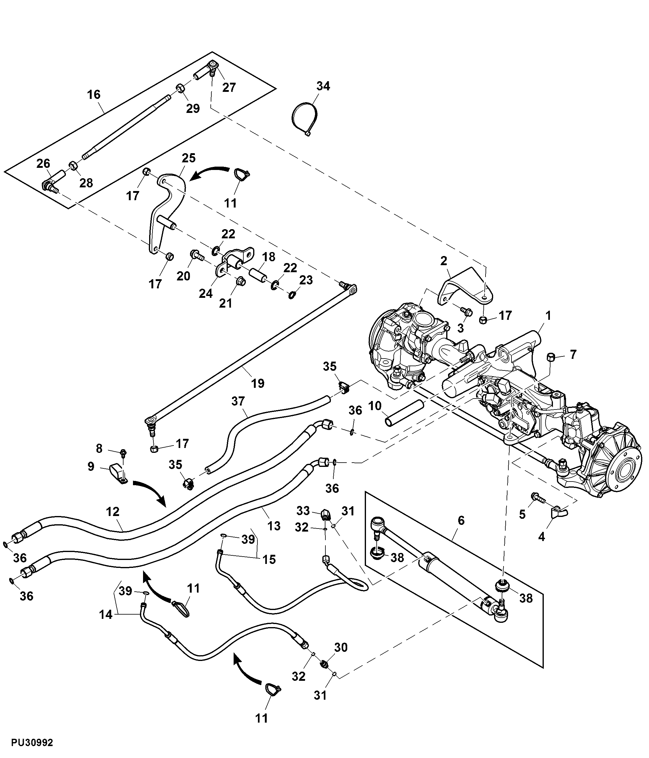Front Axle Components and Hydraulic Cylinder