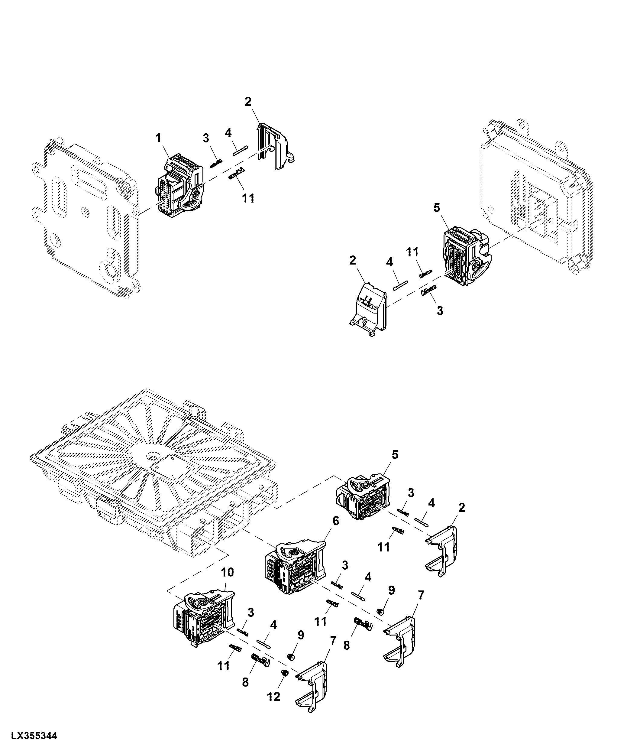 Connectors, Electronic Control Units, Cab, Main and Tractor Electronic Control Unit