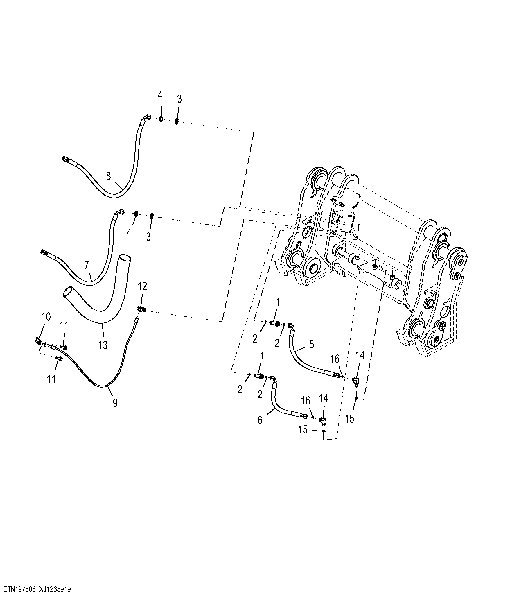 Standard Coupler Hydraulic Lines, Tool Carrier