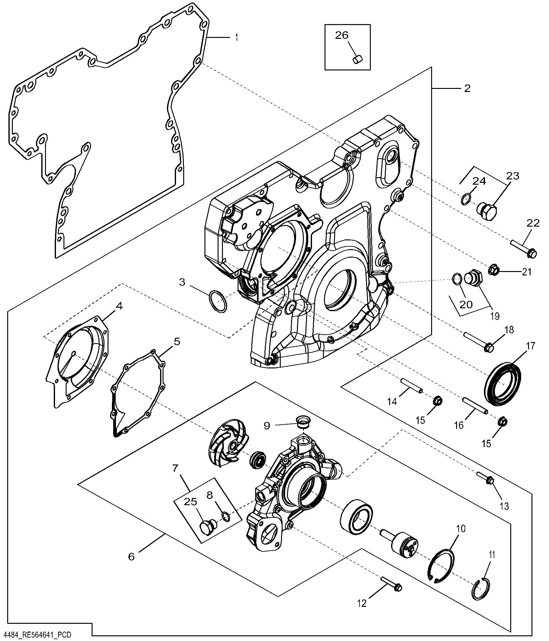 4484 Timing Gear Cover and Water Pump (021823 - )