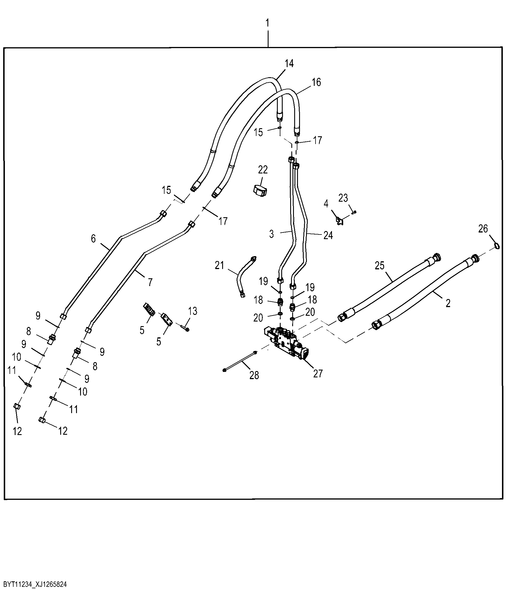 Four Function Auxiliary Control Valve and Hoses Kit, Tool Carrier Linkage