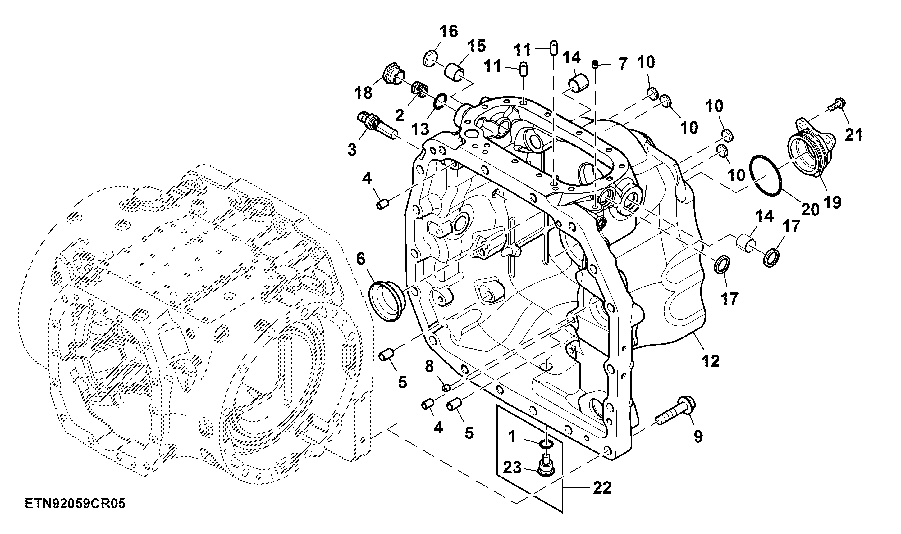 Power Train Housing, MFWD, Adjustable Ratio