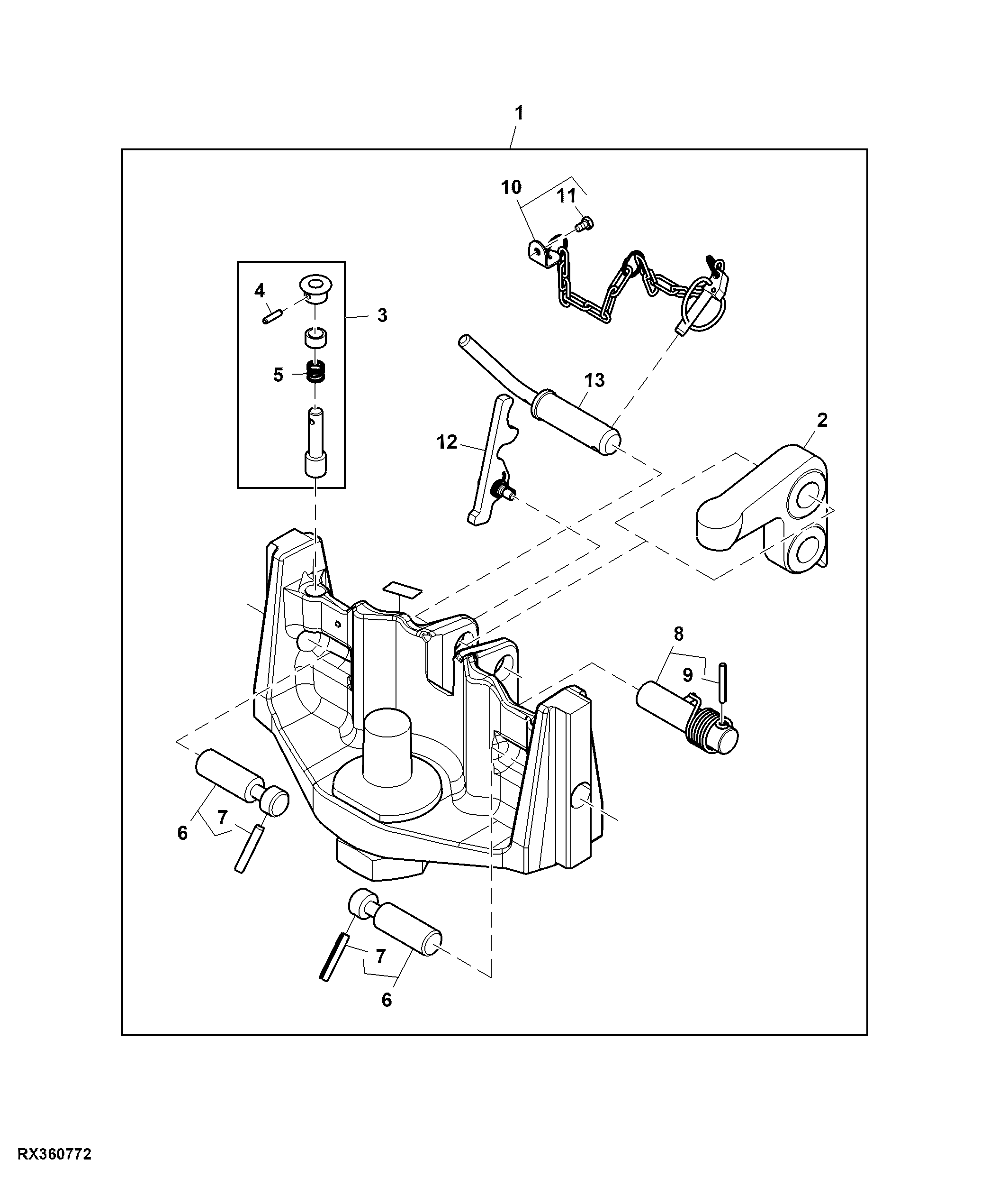 Wagon Hitch Coupling, Piton Type, Latch W/ Chain