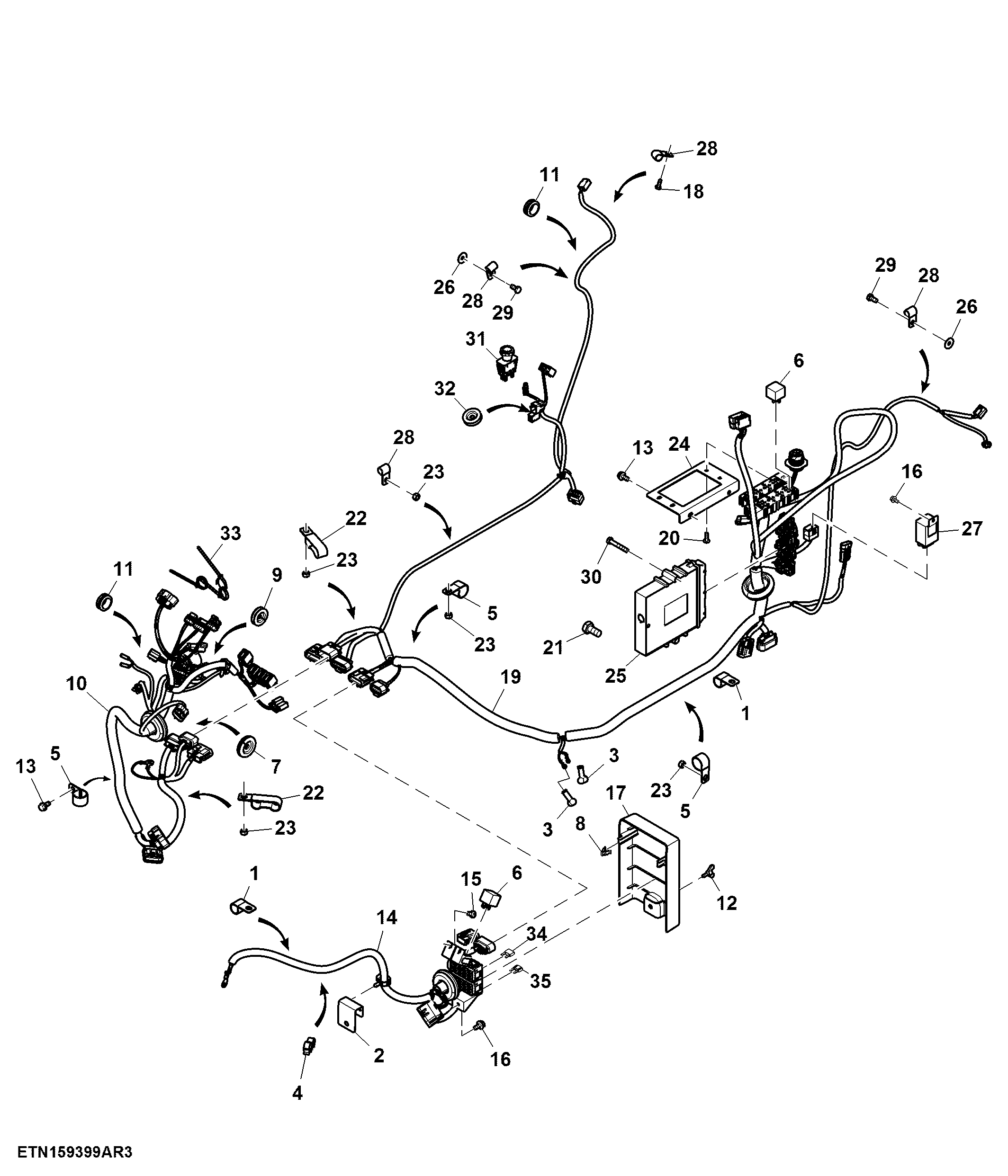 Cab Wiring Harness, PowerTech™ Mechanical, Wet Clutch