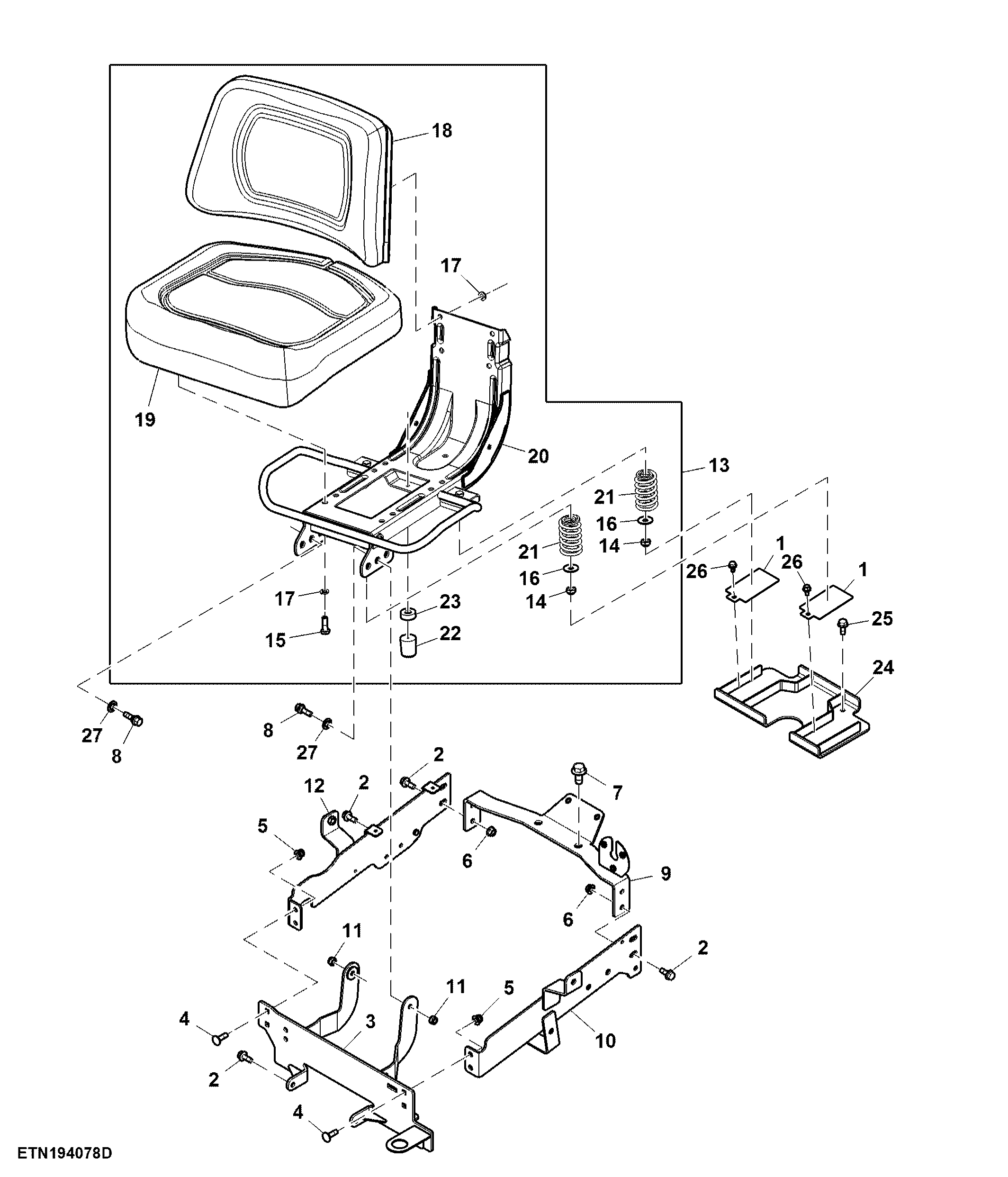 Seat, W/O Seat Belt, W/ Draft Sensing Rockshaft
