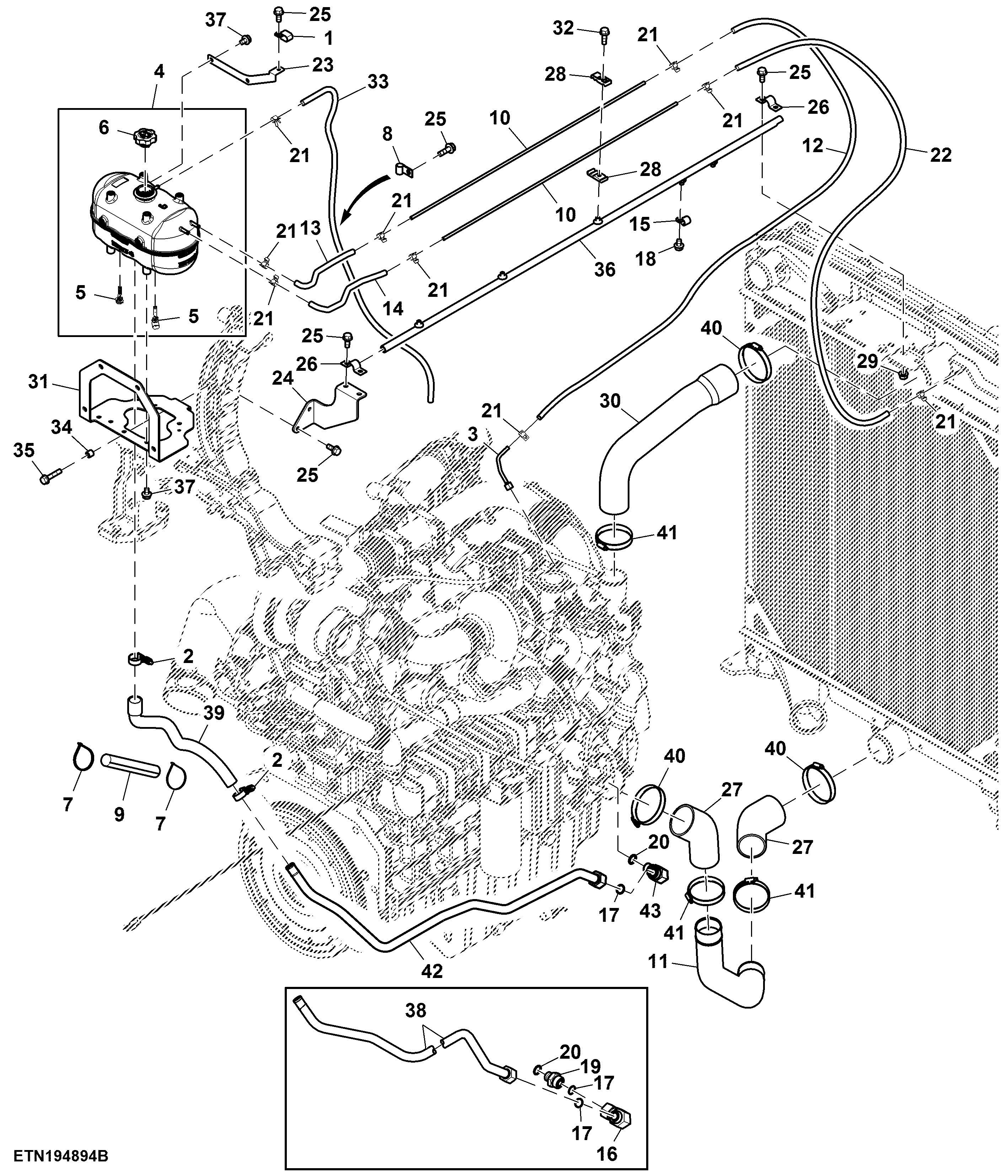 Radiator Hose, 13.5 L, FT4 Engine (062001 - )