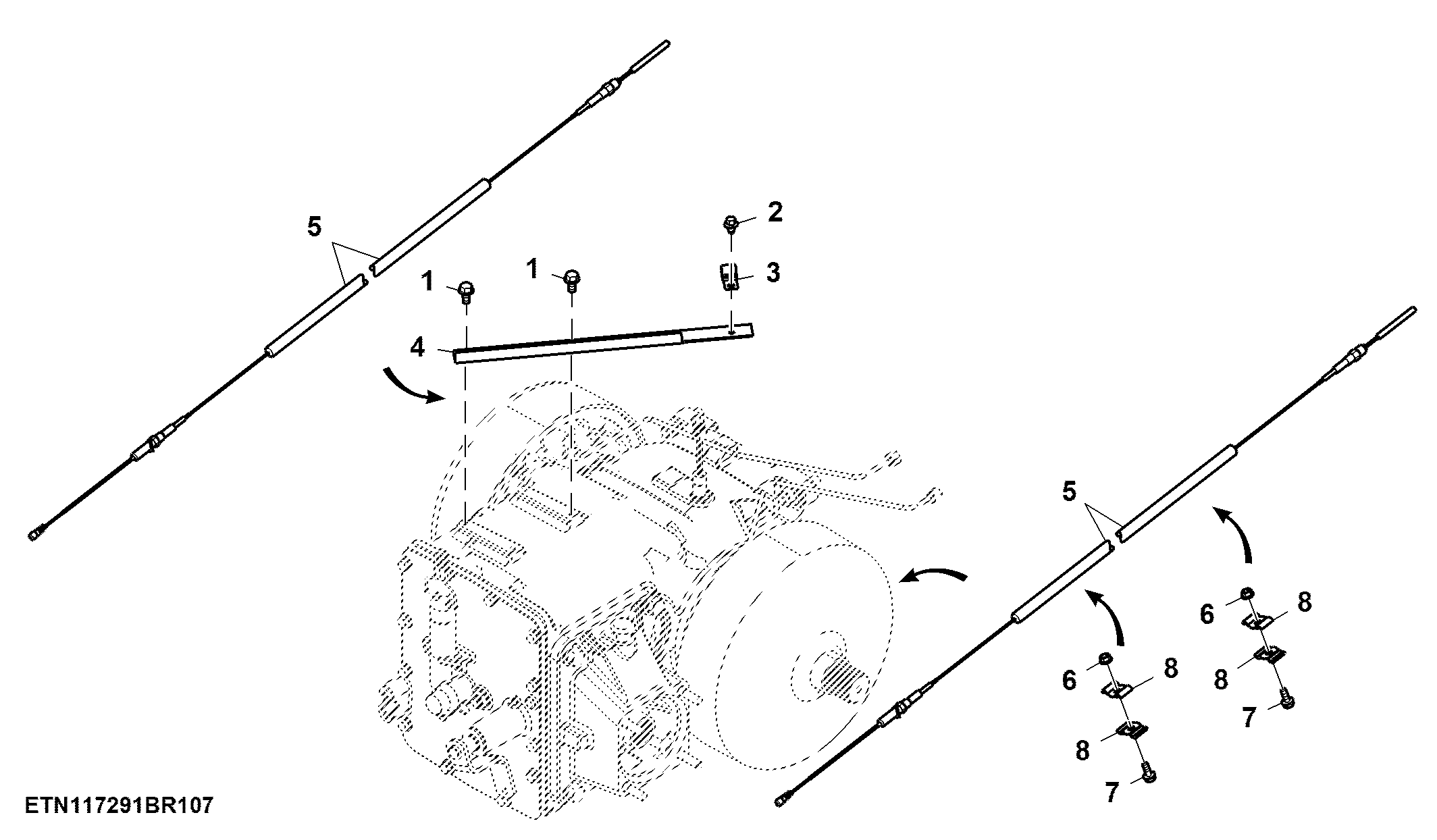 Park Brake Cables, Mechanical Shift Transmission, 20 km/h