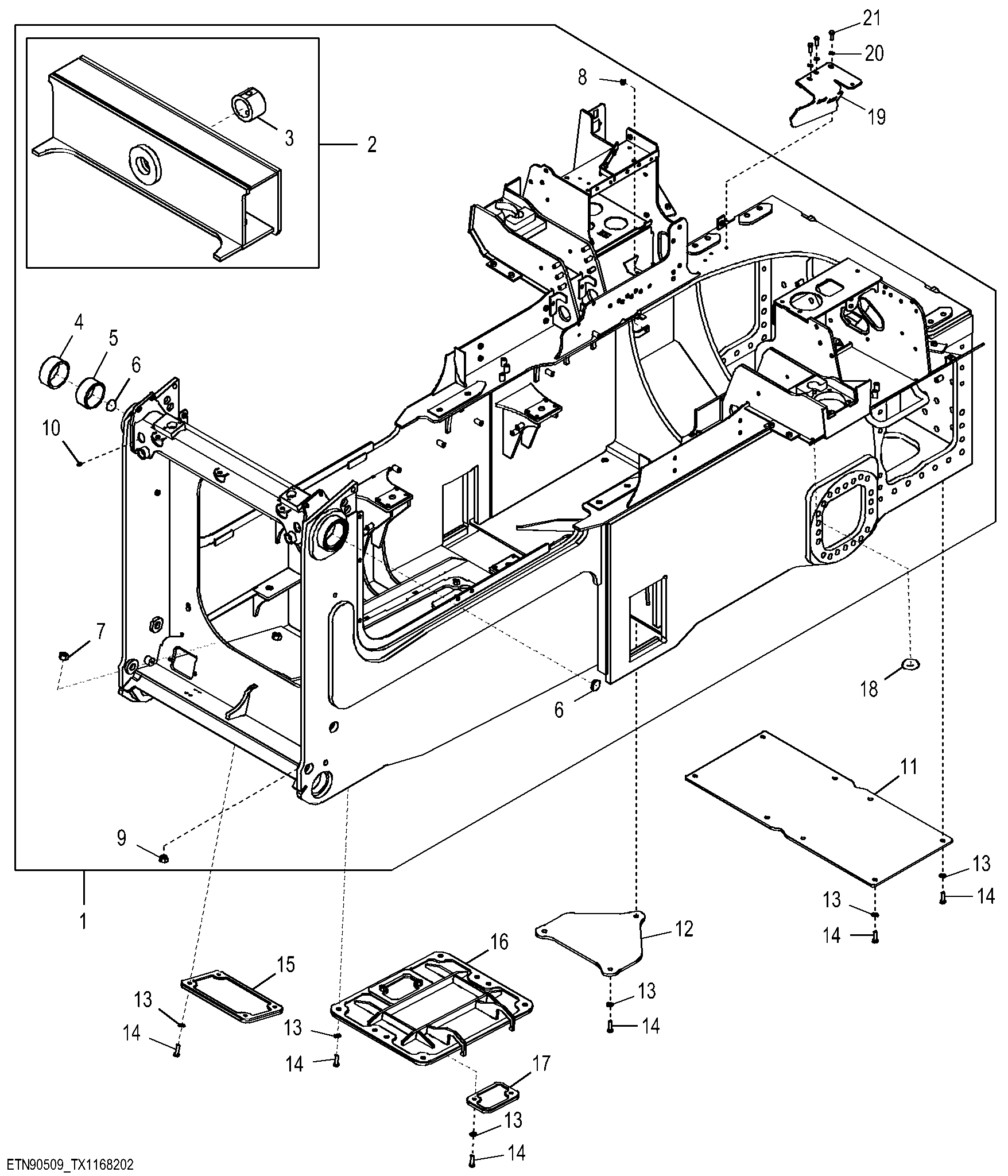 Main Frame and Bottom Guard, Outside Dozer, STD / WT