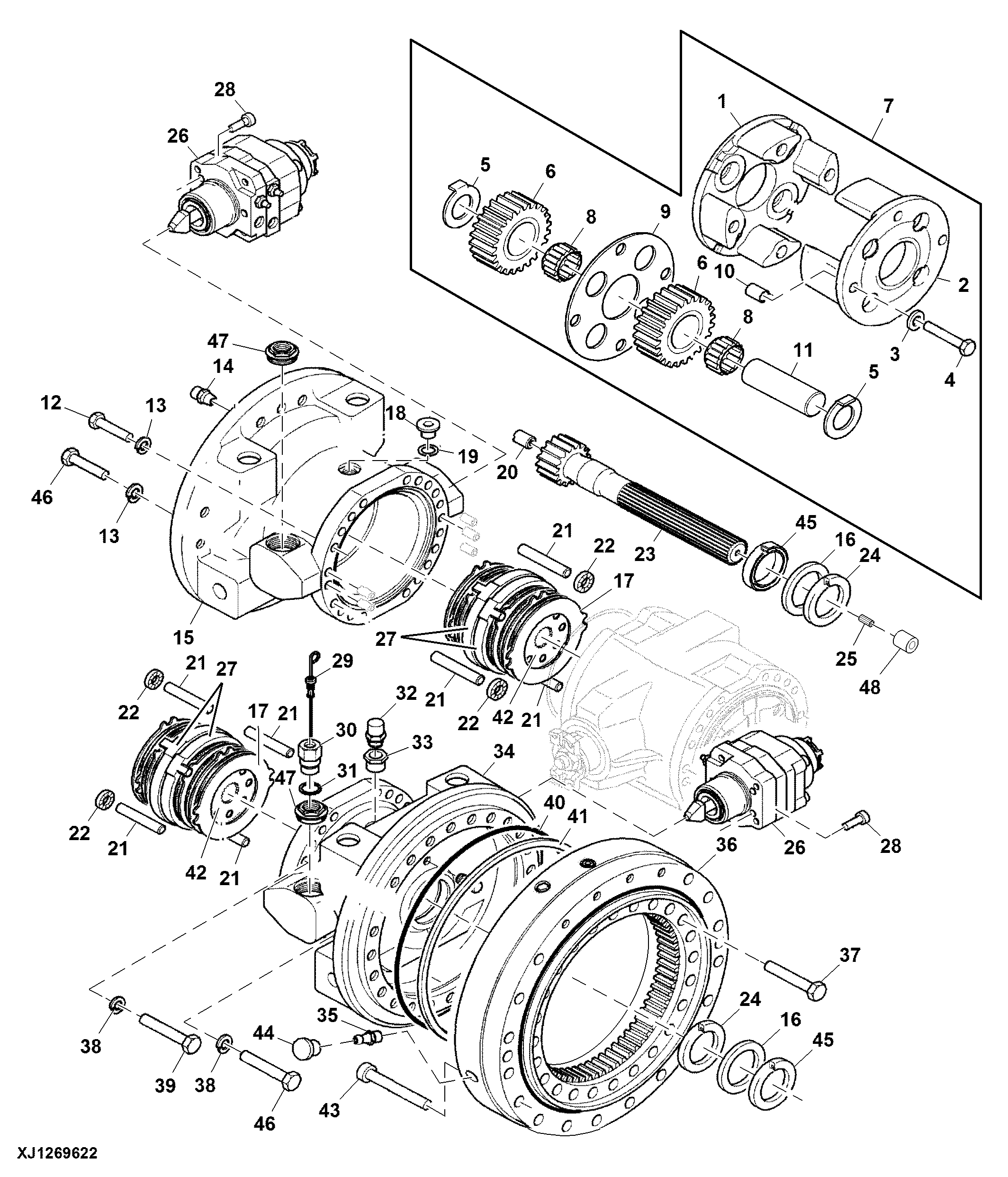 Axle Beam, 8 Wheel Front / Rear, HD, LOK 167