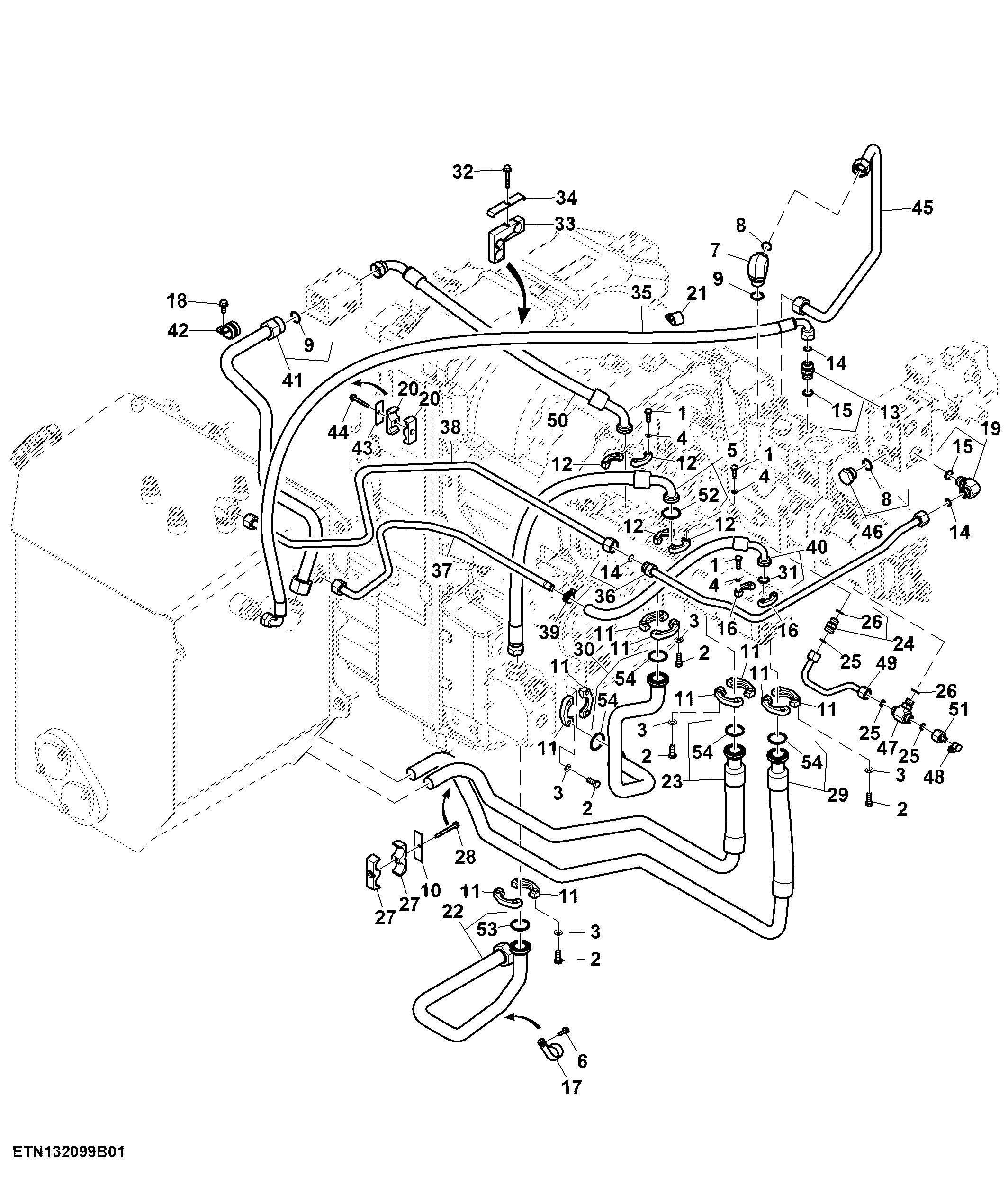 Hydraulic Pump Lines, High Flow, W/O PTO (1/2) ( - 800140)