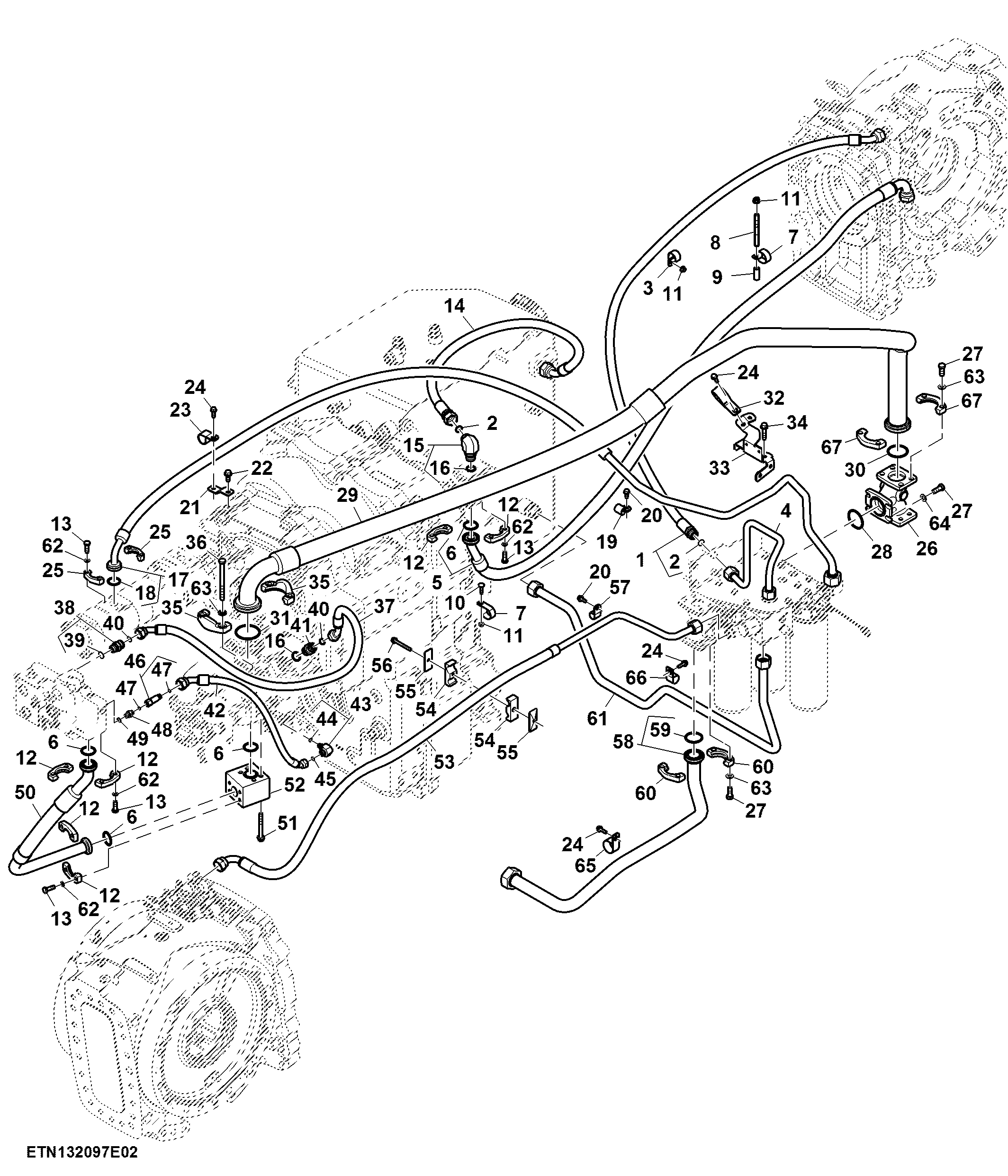 Hydraulic Pump Lines, Standard Flow, W/O PTO (2/2) ( - 800133)