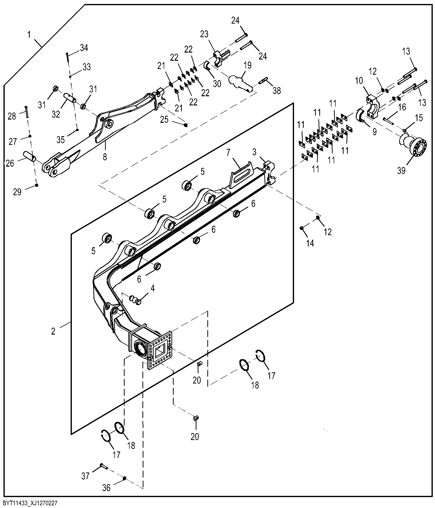 Push Beams, Mechanical Angle Blade Kit, Outside Dozer, RH (351231 - )