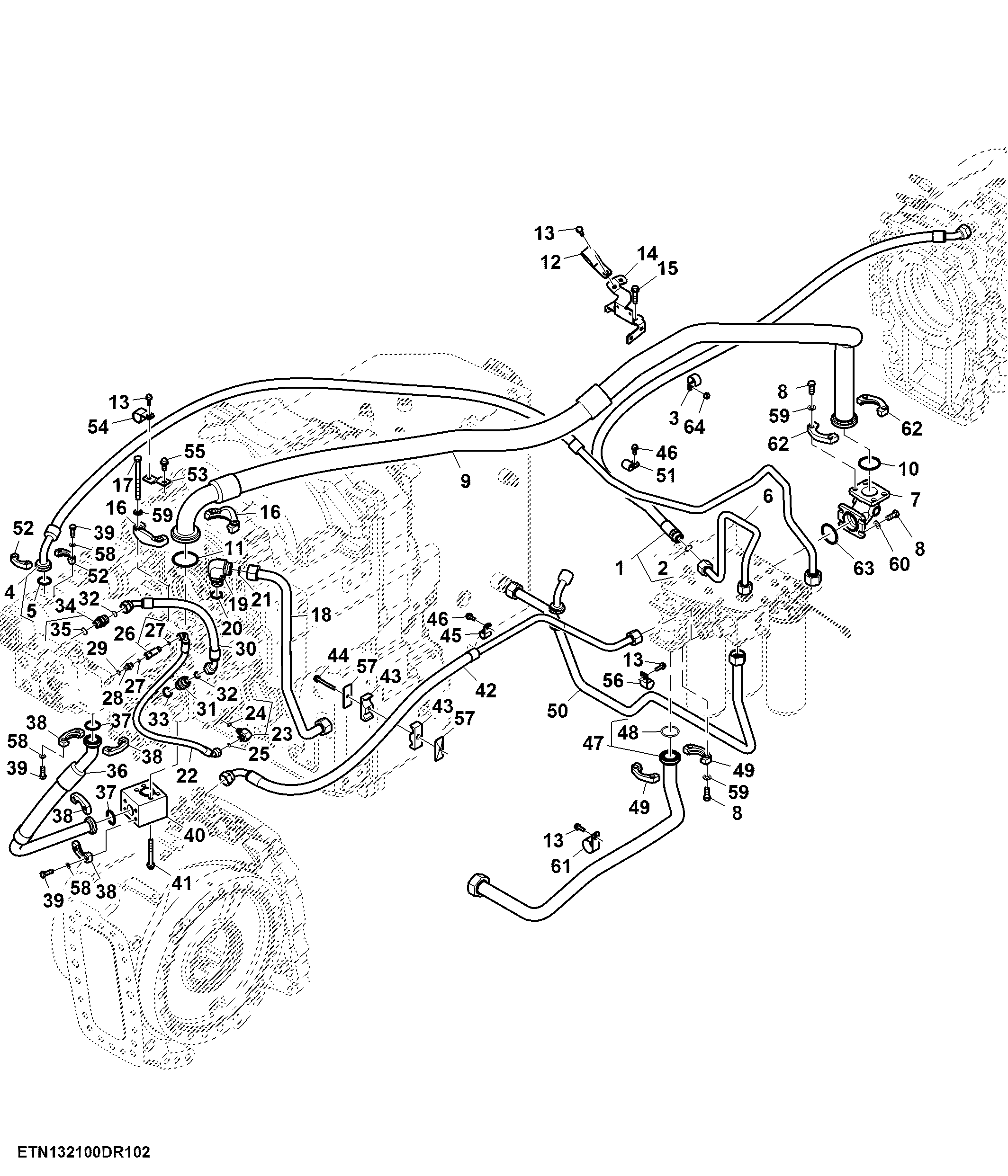 Hydraulic Lines, High Flow, W/ PTO, Double Reduction Axle (2/2) ( - 800139)