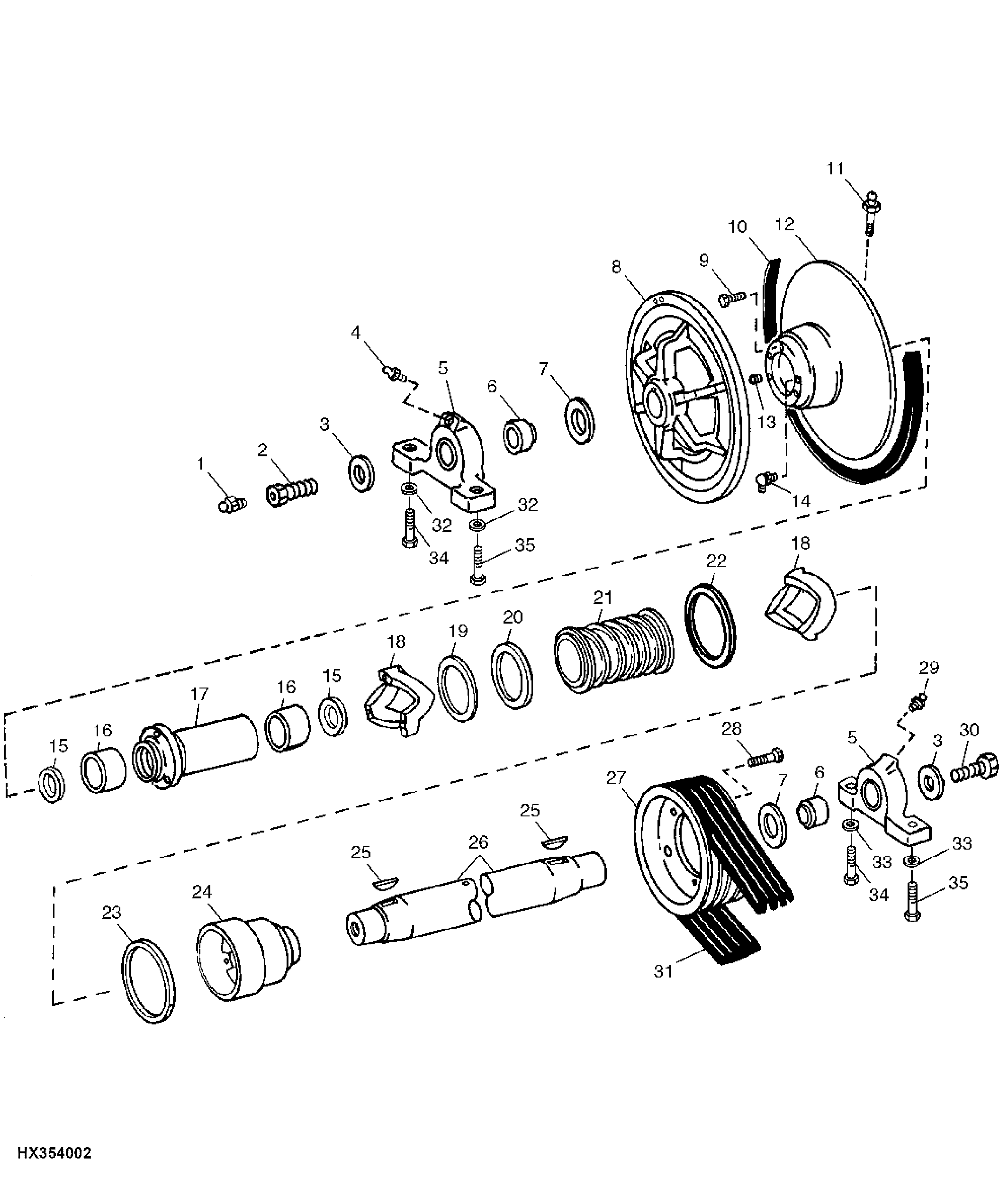 Cylinder Drive Intermediate Shaft, Dual Range Cylinder Drive (551901 - )
