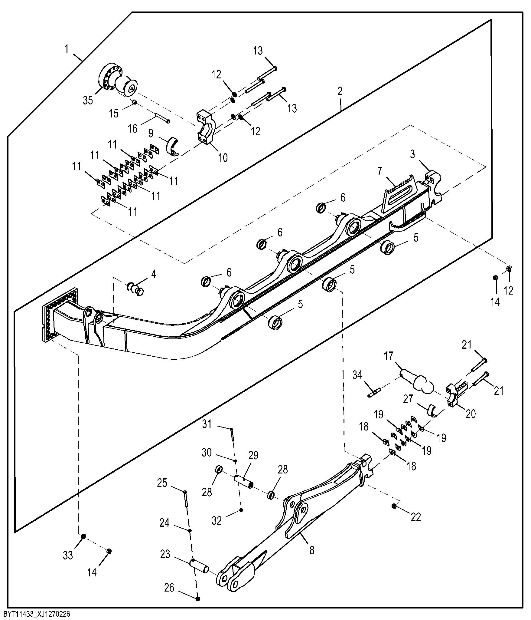 Push Beams, Mechanical Angle Blade Kit, Outside Dozer, LH (351231 - )