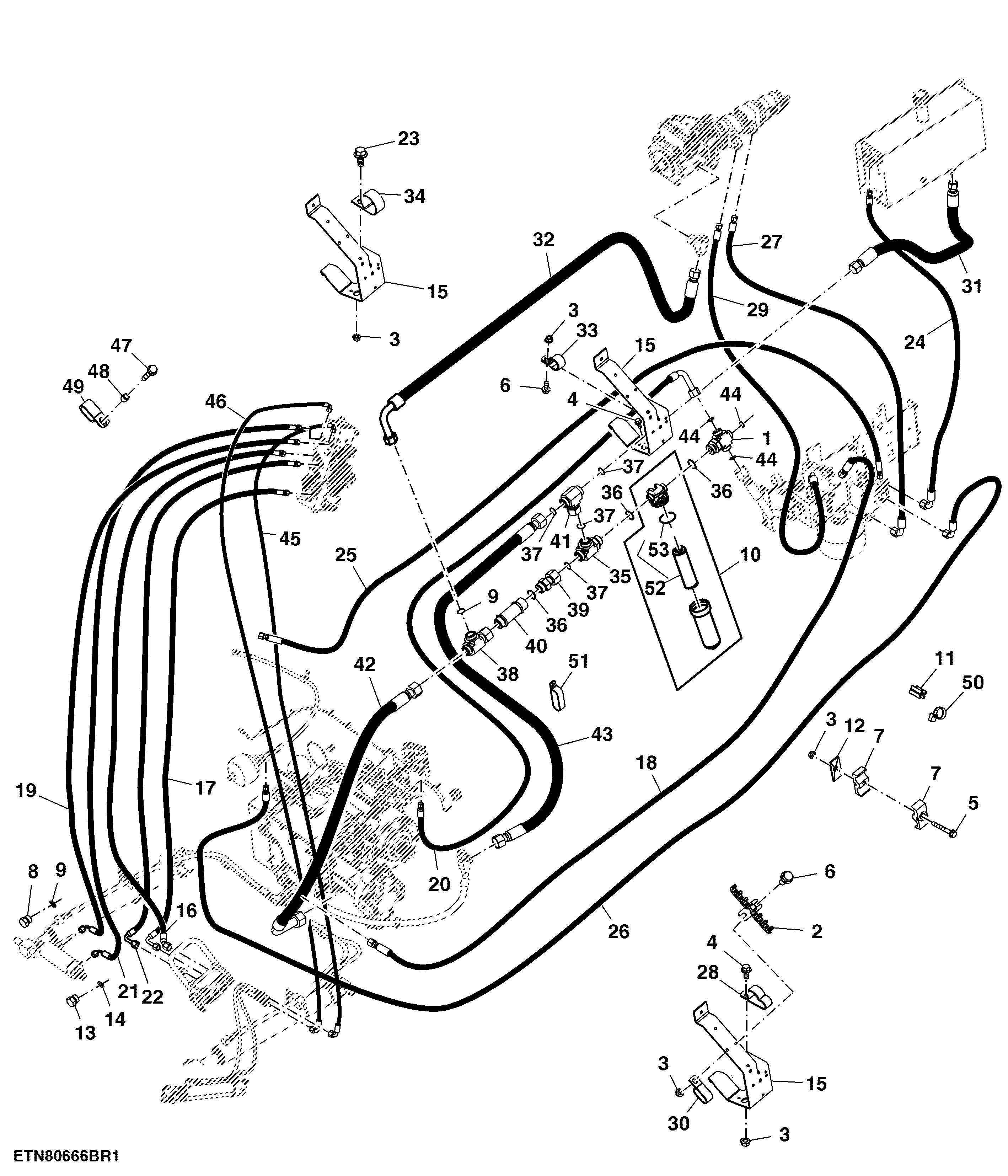 Main Hydraulic Filter Assembly, Hoses and Bundle Supports - W/ Contour Master ProDrive™