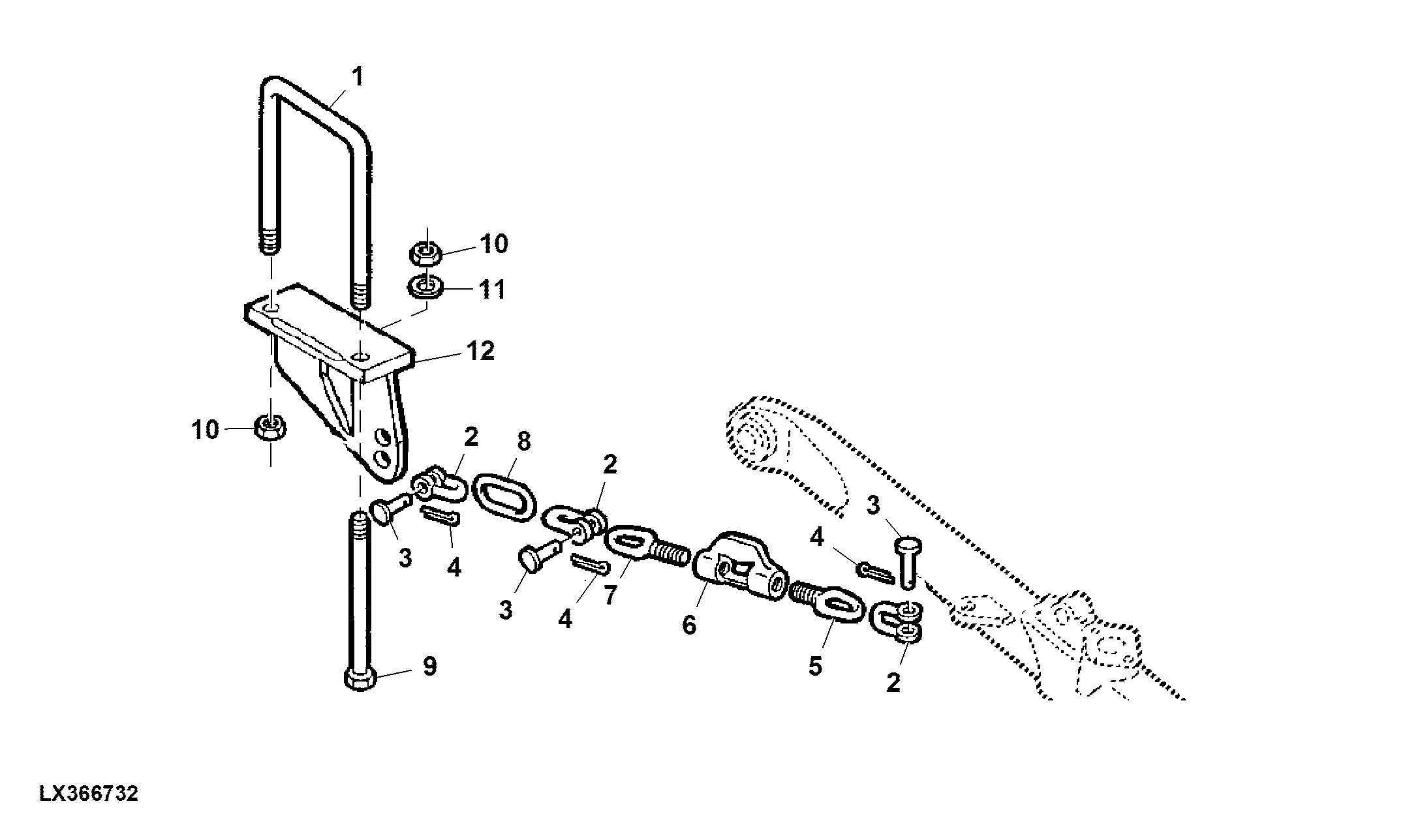 STABILISER CHAIN (WITH TELESCOPIC AND HOOK-TYPE DRAFT LINKS)