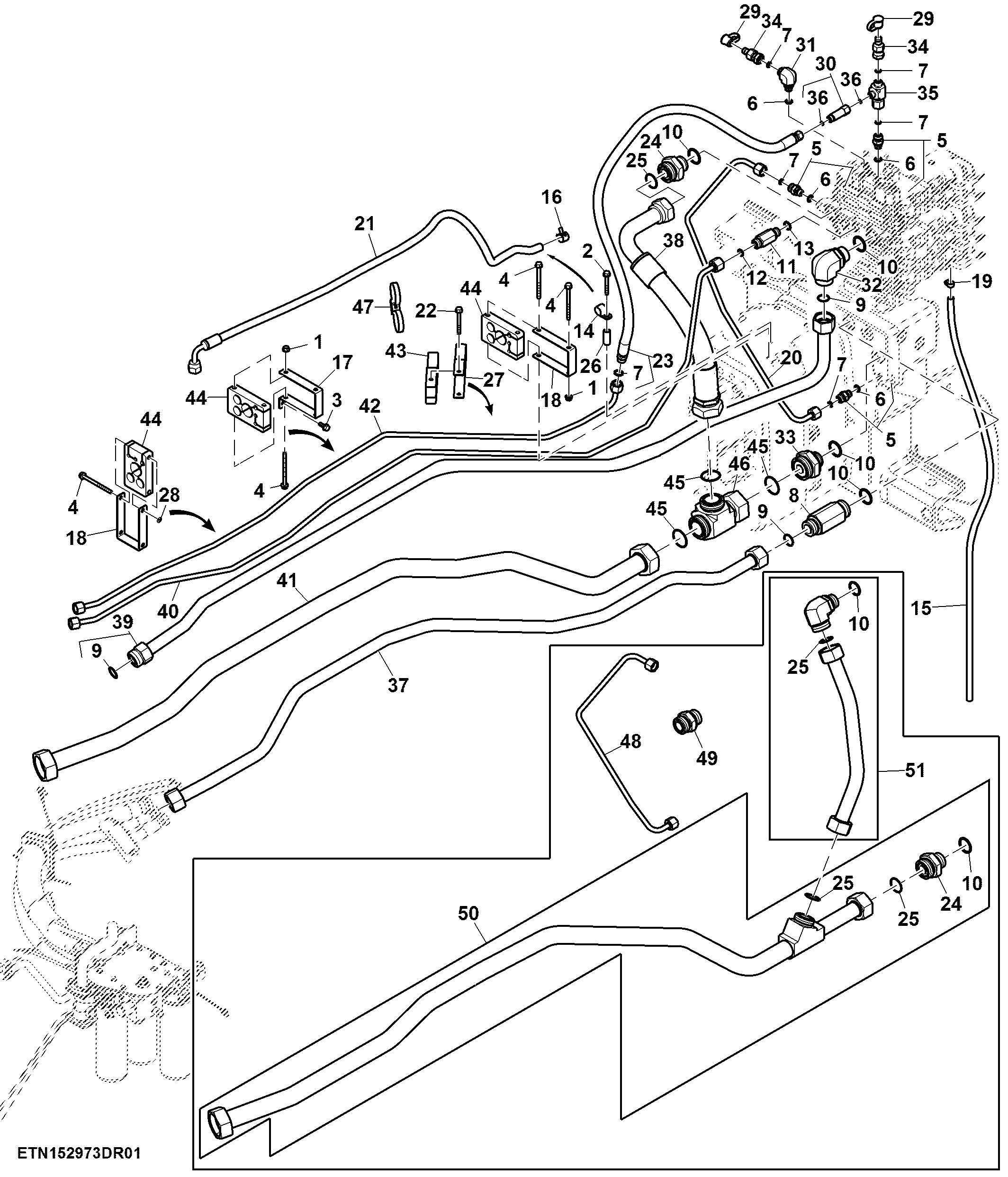 SCV Lines, High Flow, Hitch W/ 1/2" Rear Quick Coupler, PST (1/2) ( - 804100)