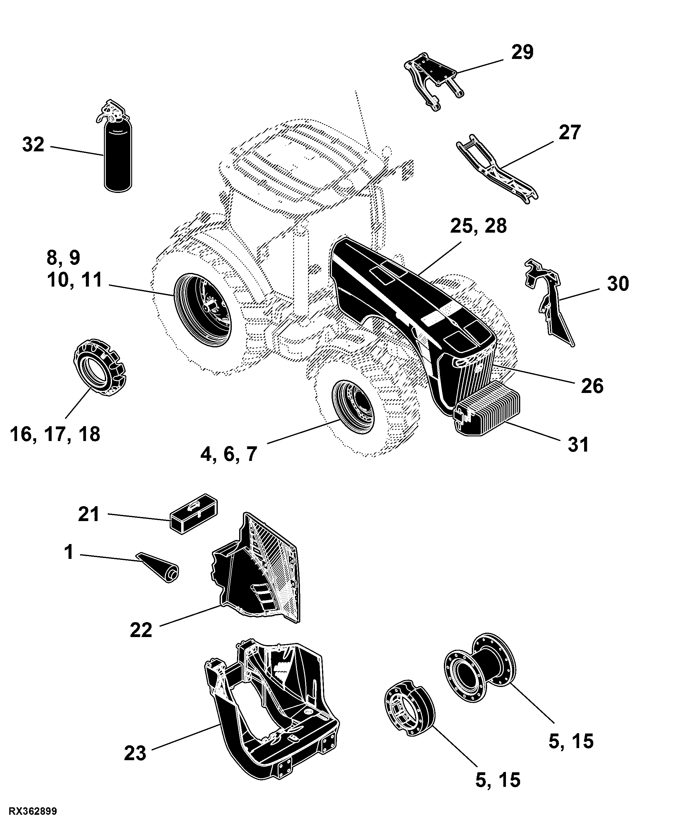 80 Wheels Front Axle And Sheet Metal (8295R_RUSSIAN)
