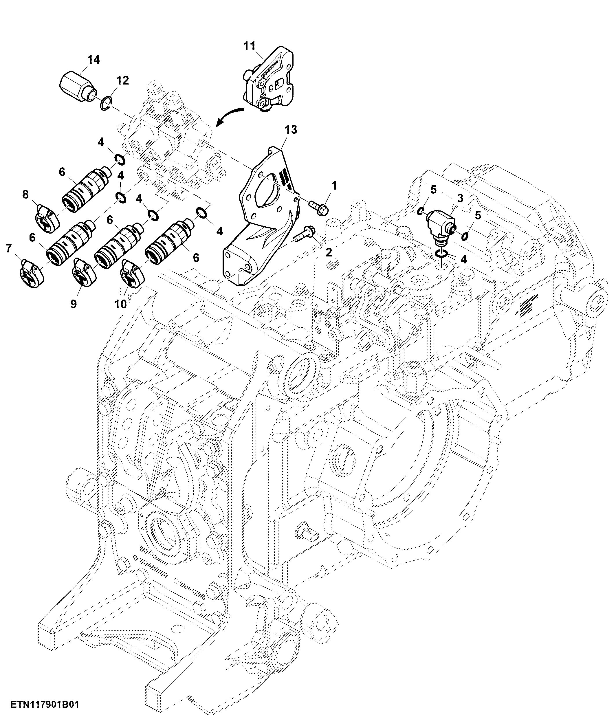 Dual Rear Selective Control Valve, W/O Oil Collection (1/3)