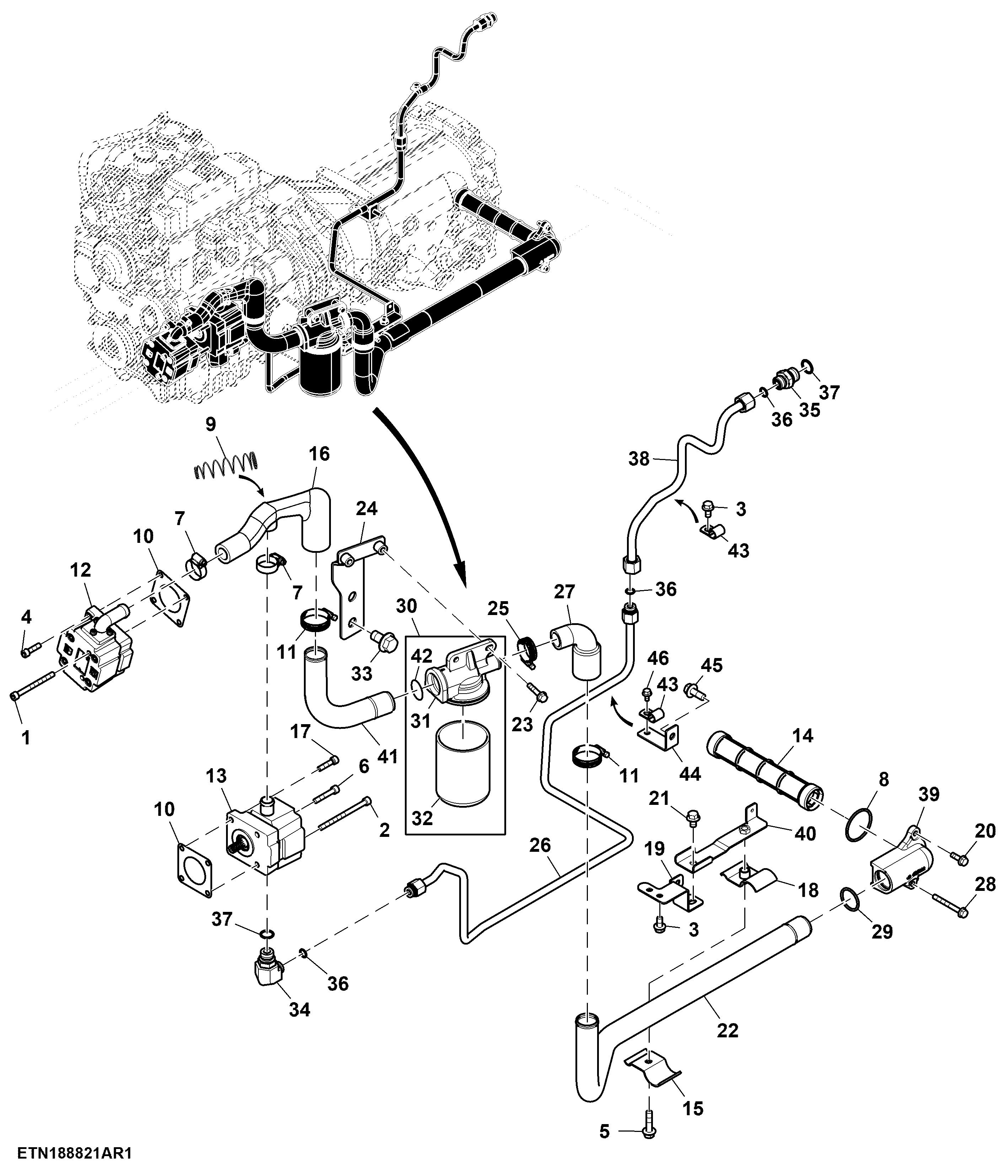 Hydraulic Pump and Oil Lines, W/ Draft Sensing Rockshaft