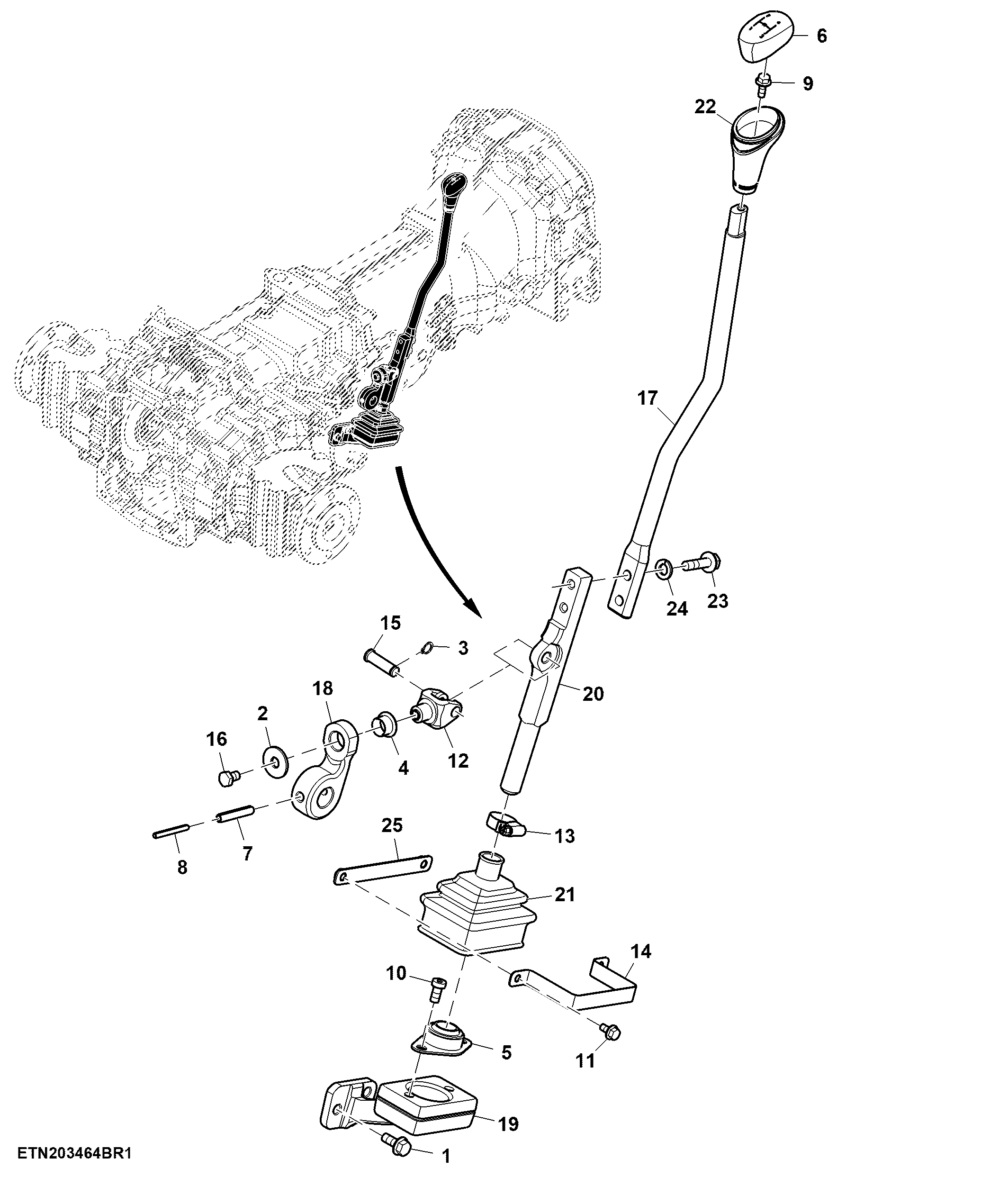 Gear Shift Lever, W/ Draft Sensing Rockshaft