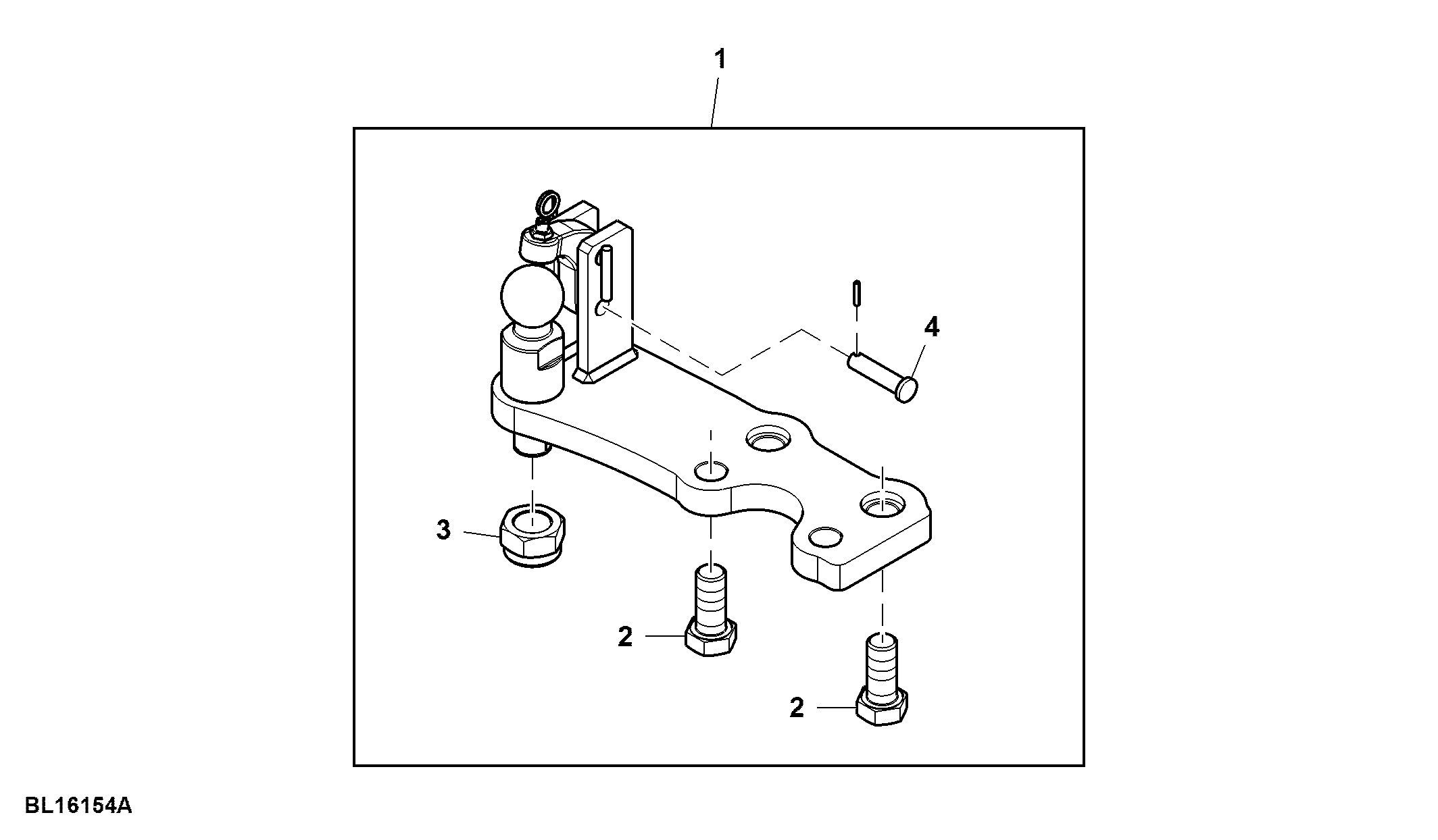 Attachment, Insert Plate Ball Type Hitch, Forced Steering System, Reinforced, LH