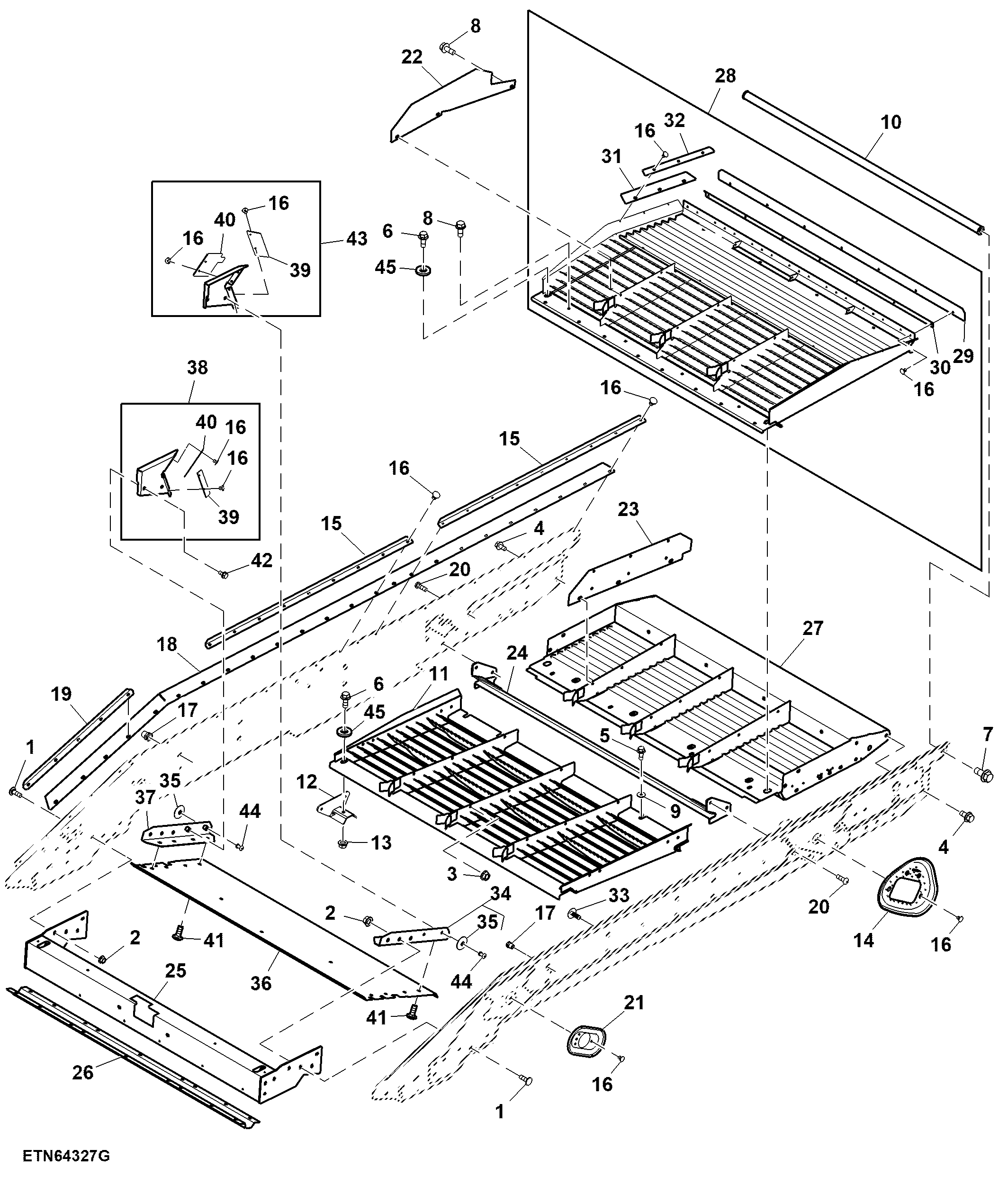 Chaffer Frame Combine Shoe W/ Raised Center Front Extension