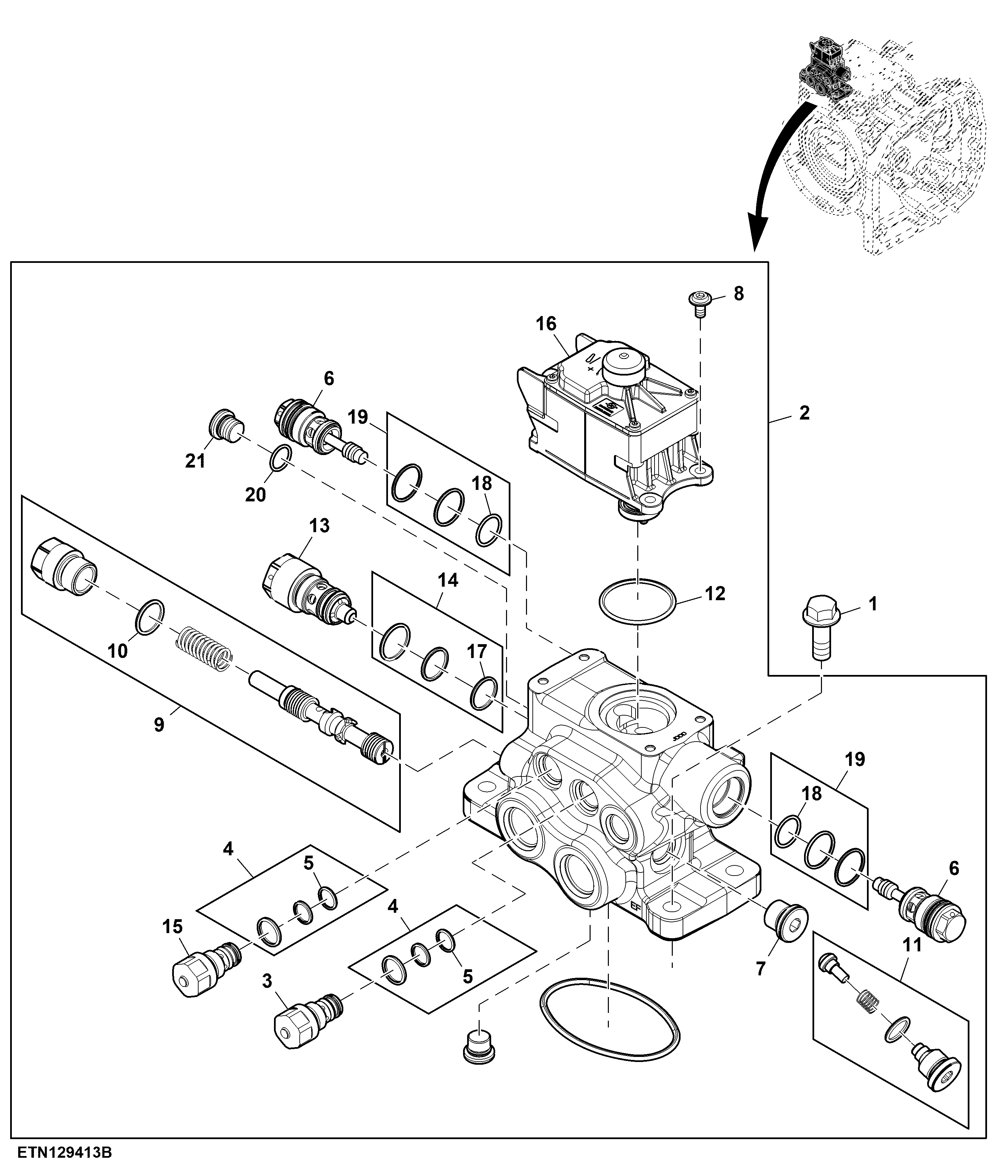 Electro-Hydraulic Hitch Valve, Open Center Hydraulics