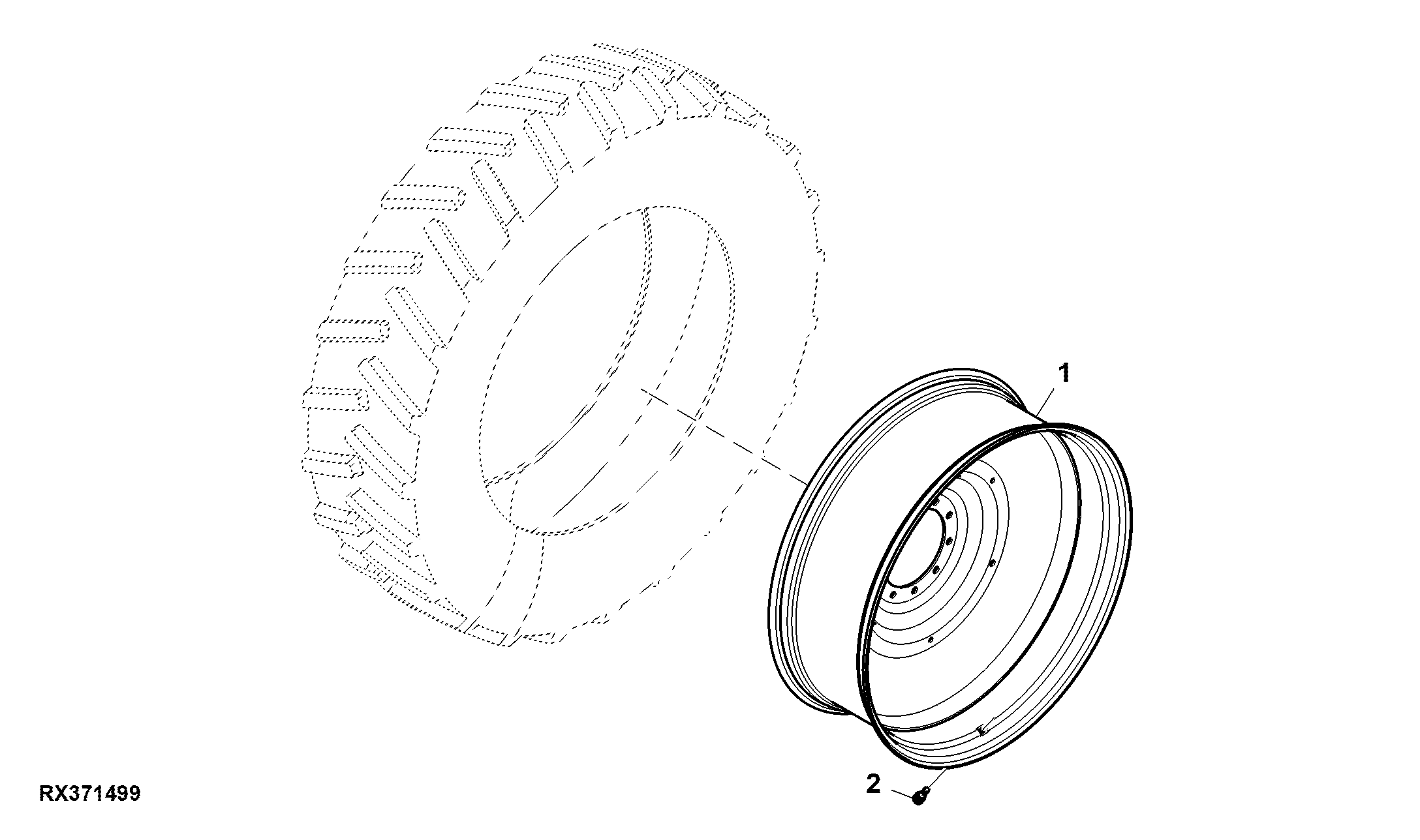 Dual Rear Wheel, 2 Position, Group 47 Tires, RH Illustrated