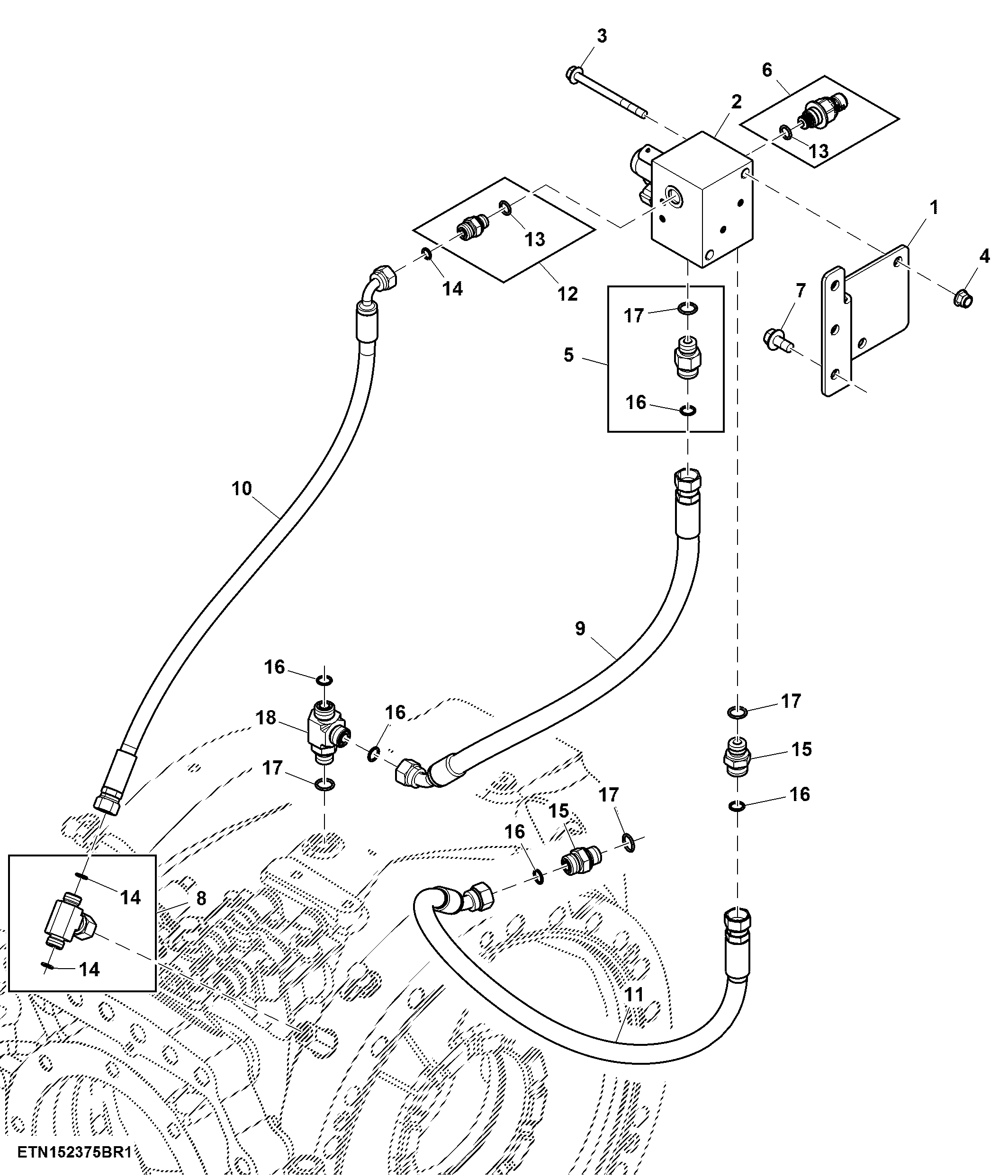 Line, Secondary Brake, For Scraper (054000 - )