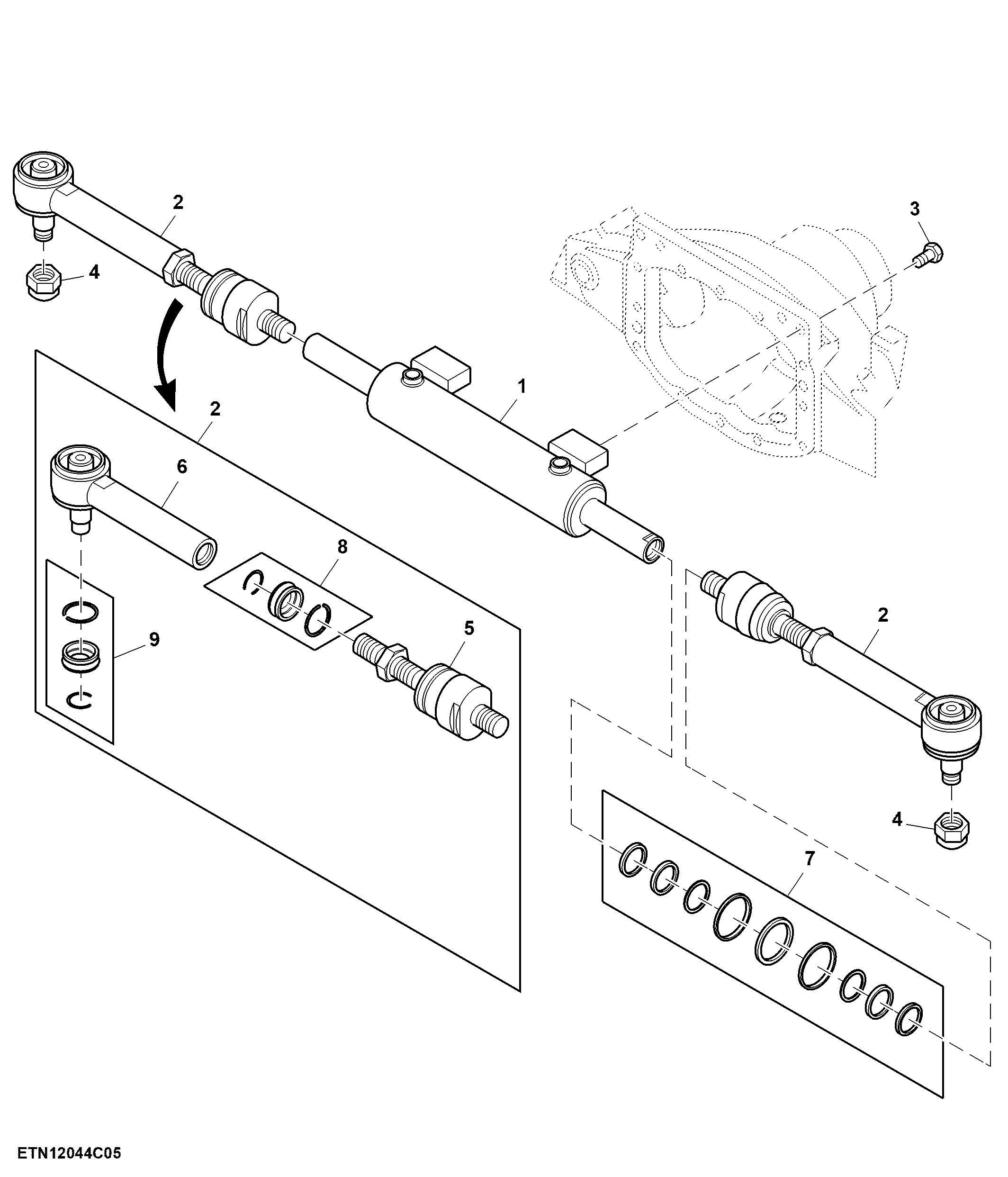 Steering Cylinder and Tie Rods, MFWD ( - 083678)